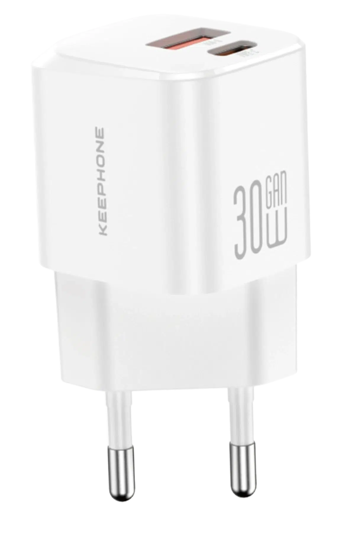 Keephone GaN Wall CH23091 30W 1 Adet Type-C ve 1 Adet USB Çıkışlı GaN Şarj Cihazı - Beyaz