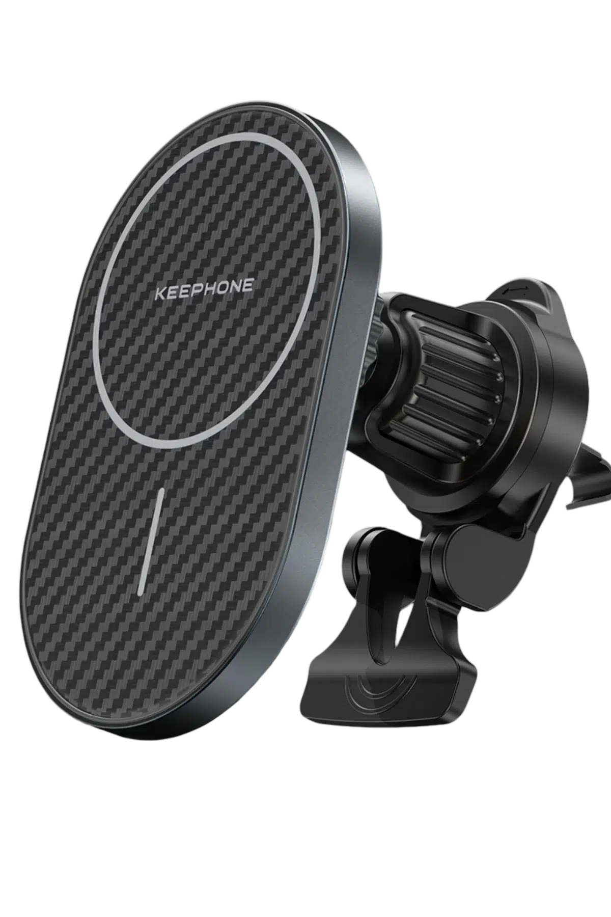 Keephone KPW-081 Kevlar Seanova 2in1 360 Derece Ayarlanabilir 15W Kablosuz Şarj Destekli Manyetik Magsafe Telefon Tutucu - Siyah
