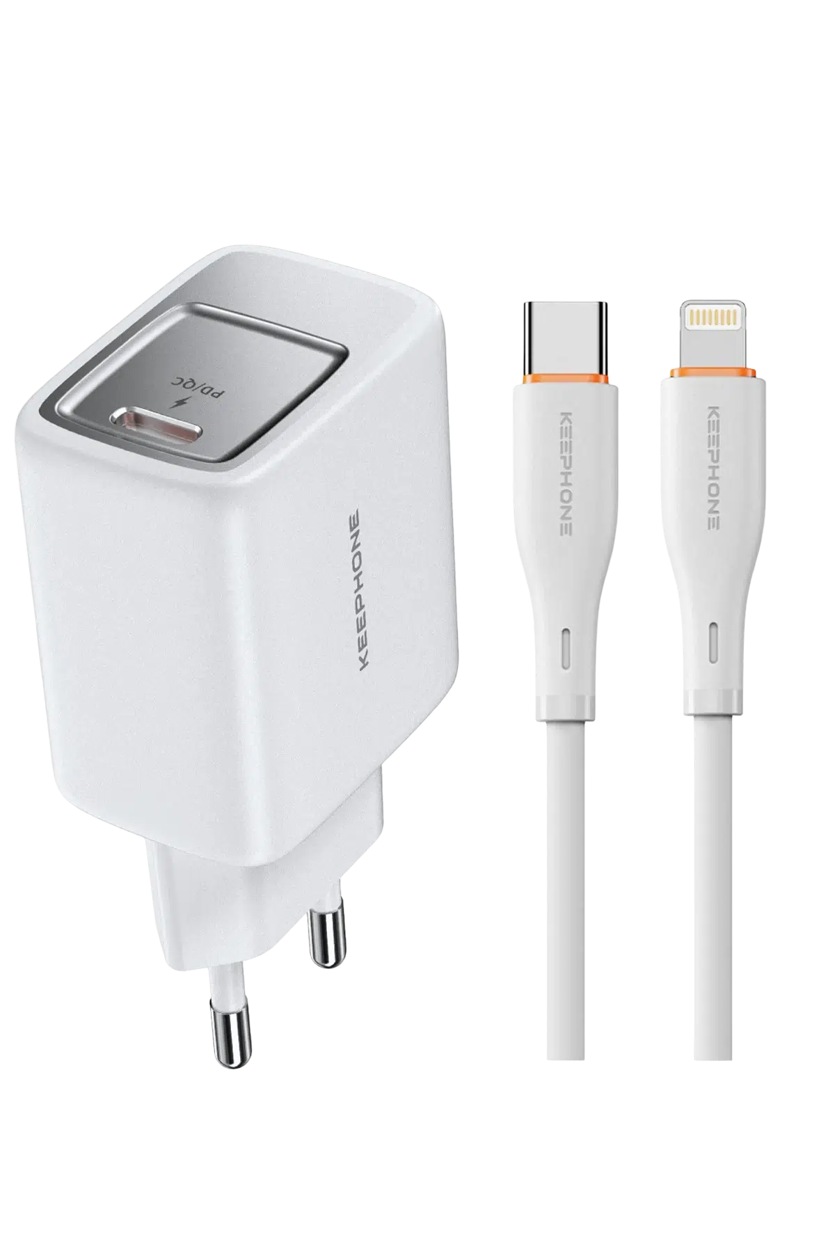 Keephone Mixeed 1 Adet 30W Hızlı Type-C Şarj Adaptörü ve 1 Adet 27W Type-C Şarj Kablosu - Beyaz