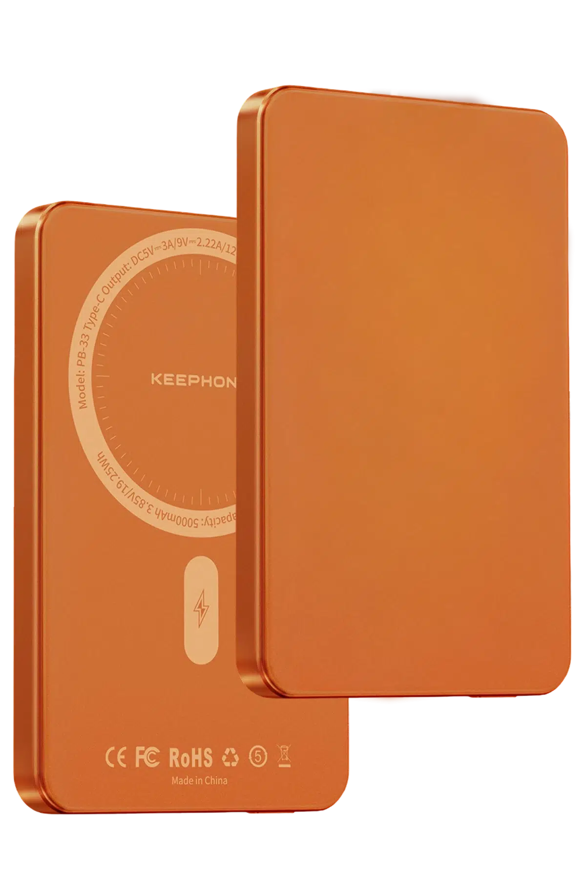 Keephone PB33 Lucci 5.000 mAh 20W Type-C 15W Kablosuz Şarj PD Magsafe Powerbank - Turuncu
