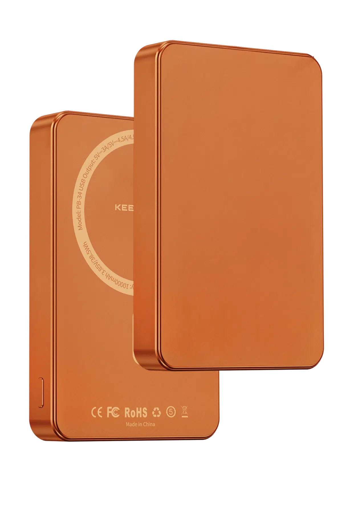 Keephone PB34 Lucci 10.000 mAh 20W Type-C 22.5W USB QC 15W Kablosuz Şarj PD Magsafe Powerbank - Turuncu