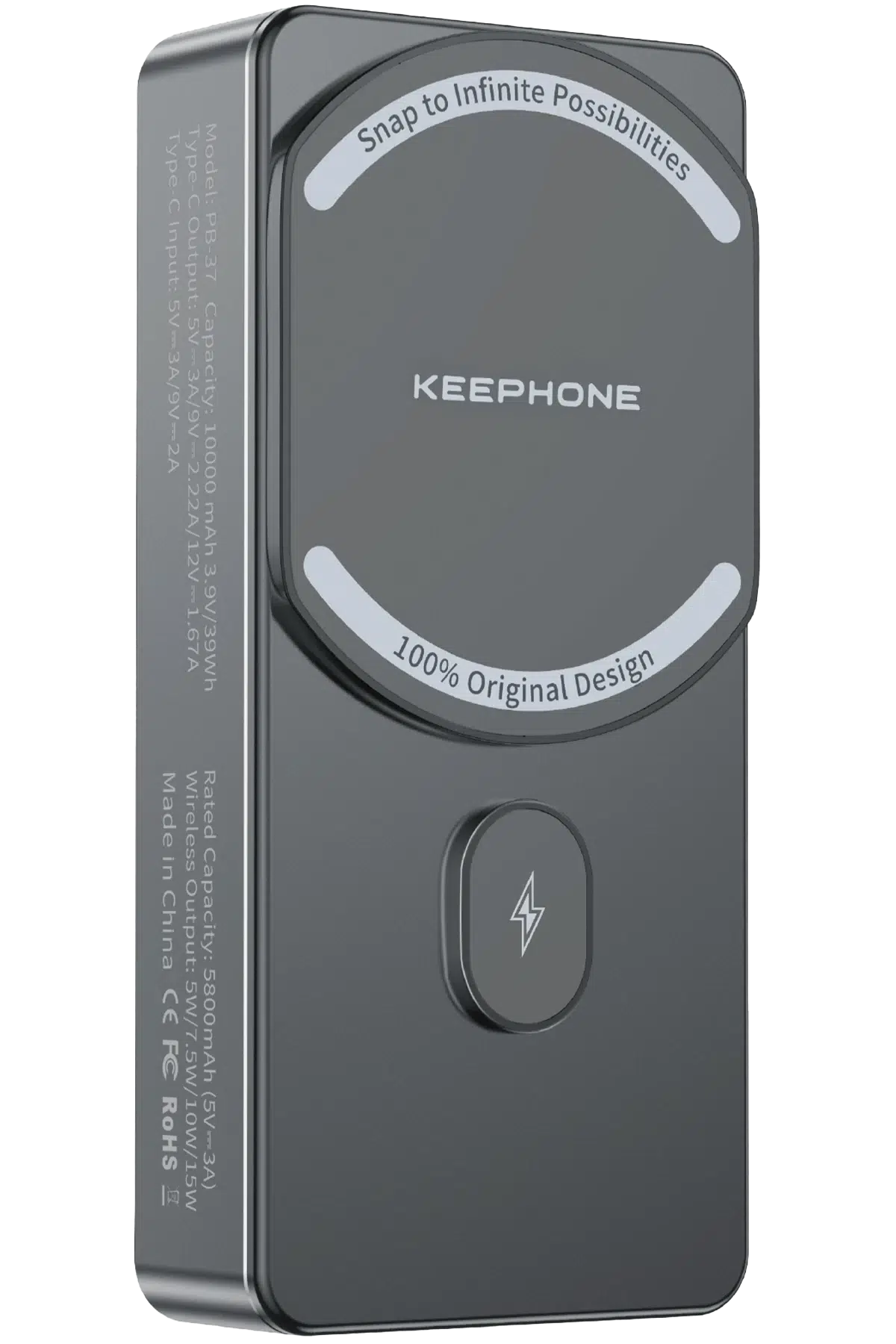 Keephone PB37 MagCube 10.000 mAh Type-C 20W PD Magsafe Destekli Powerbank - Koyu Gri