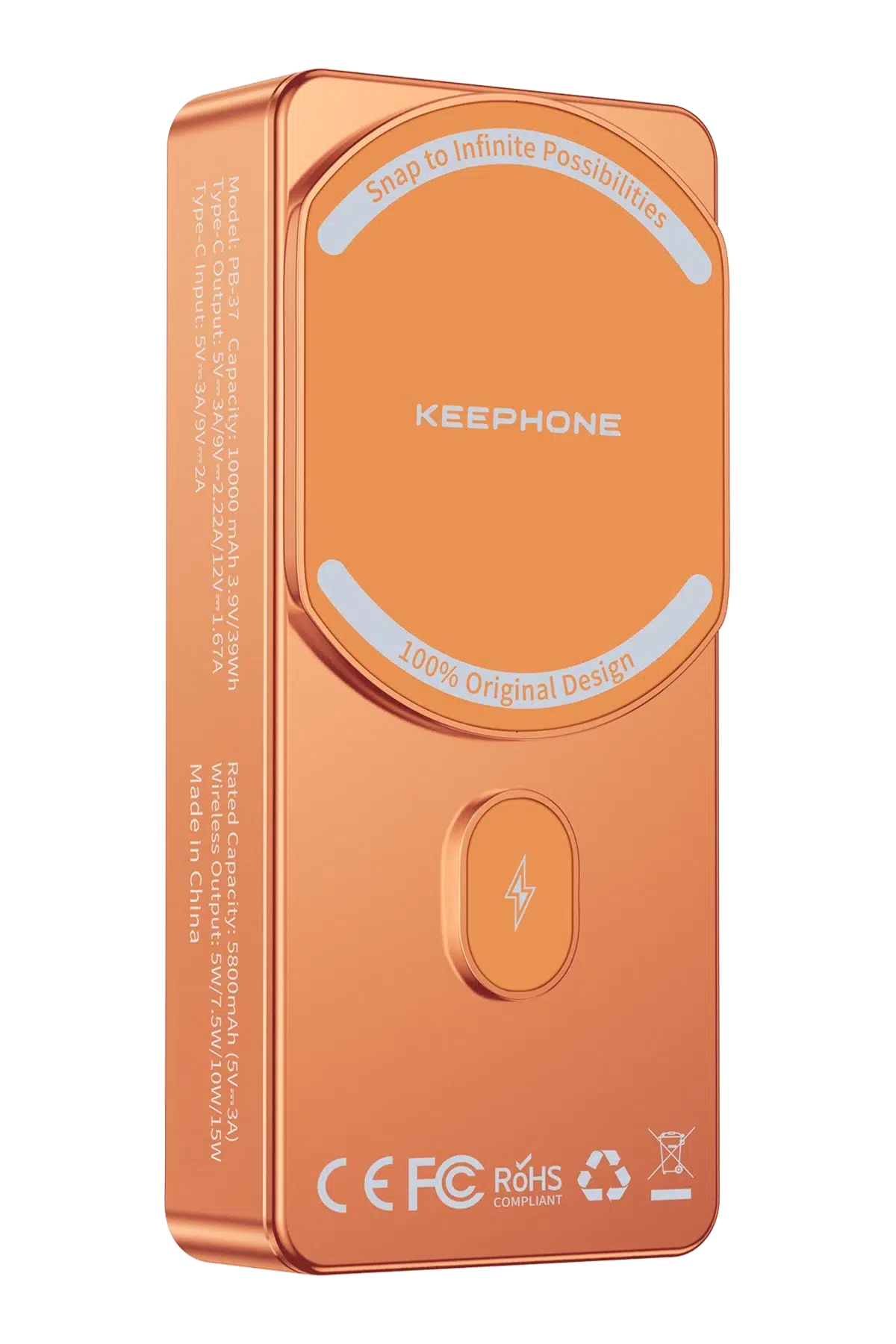 Keephone PB37 MagCube 10.000 mAh Type-C 20W PD Magsafe Destekli Powerbank - Turuncu