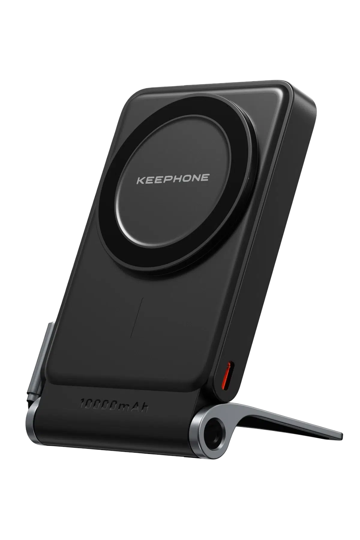 Keephone PB45 Hotta 10.000 mAh 22.5W Dahili Type-C Kablolu 15W Kablosuz Şarj Destekli Standlı PD Magsafe Powerbank - Siyah