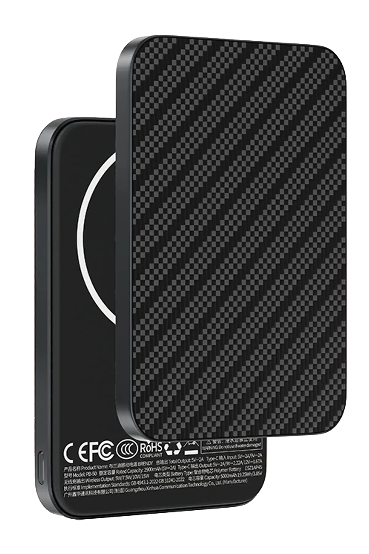 Keephone PB50 Brendy Kevlar 5.000 mAh 20W Type-C ve 15W Kablosuz Şarj Destekli Magsafe Powerbank - Black Robin