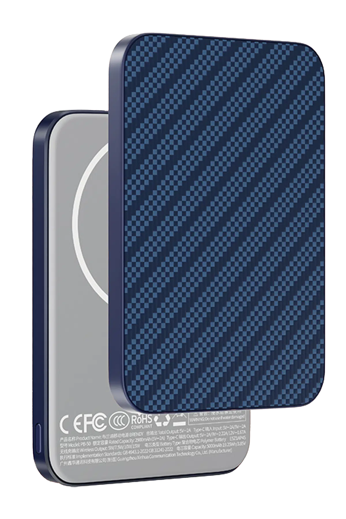 Keephone PB50 Brendy Kevlar 5.000 mAh 20W Type-C ve 15W Kablosuz Şarj Destekli Magsafe Powerbank - Lacivert