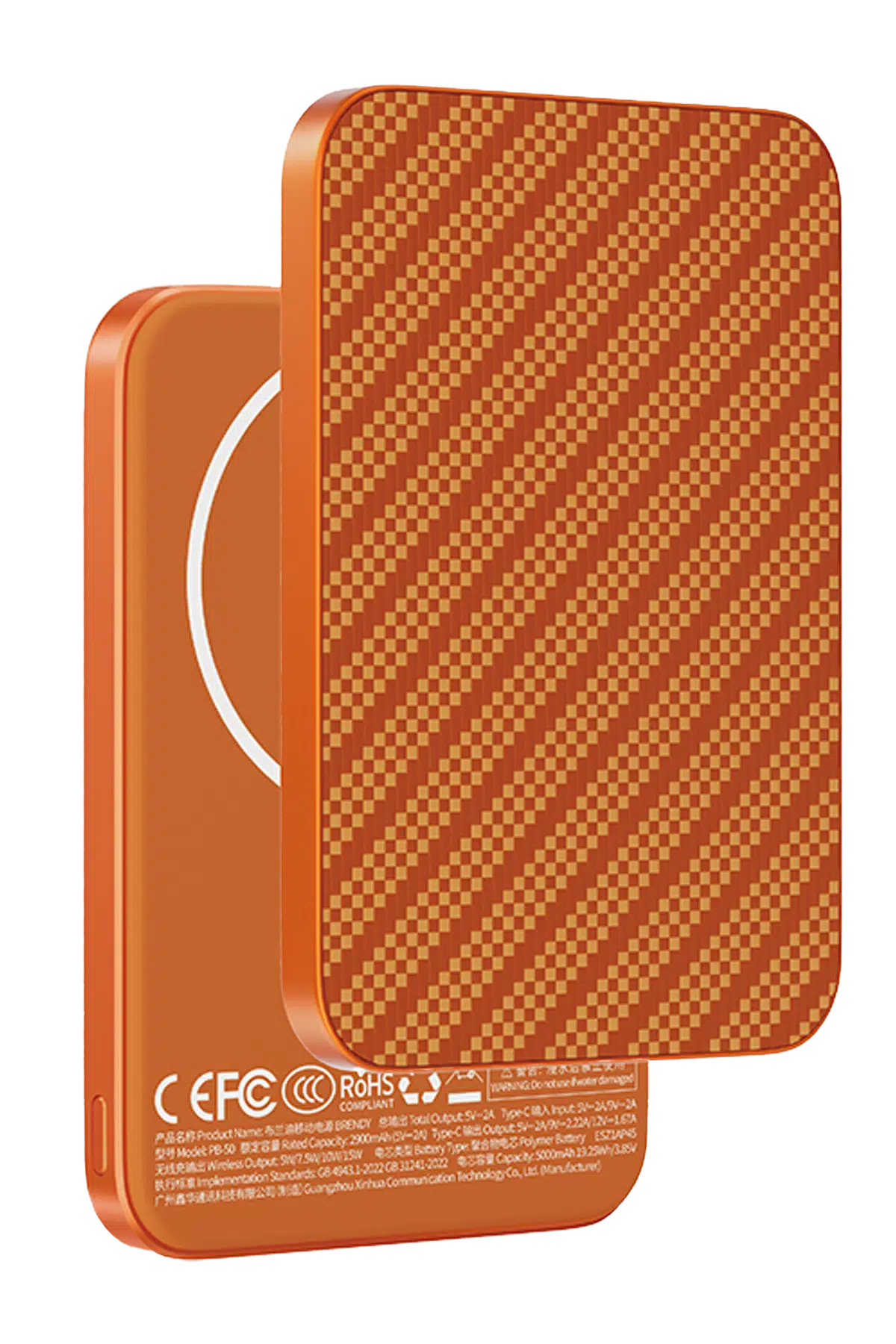 Keephone PB50 Brendy Kevlar 5.000 mAh 20W Type-C ve 15W Kablosuz Şarj Destekli Magsafe Powerbank - Turuncu