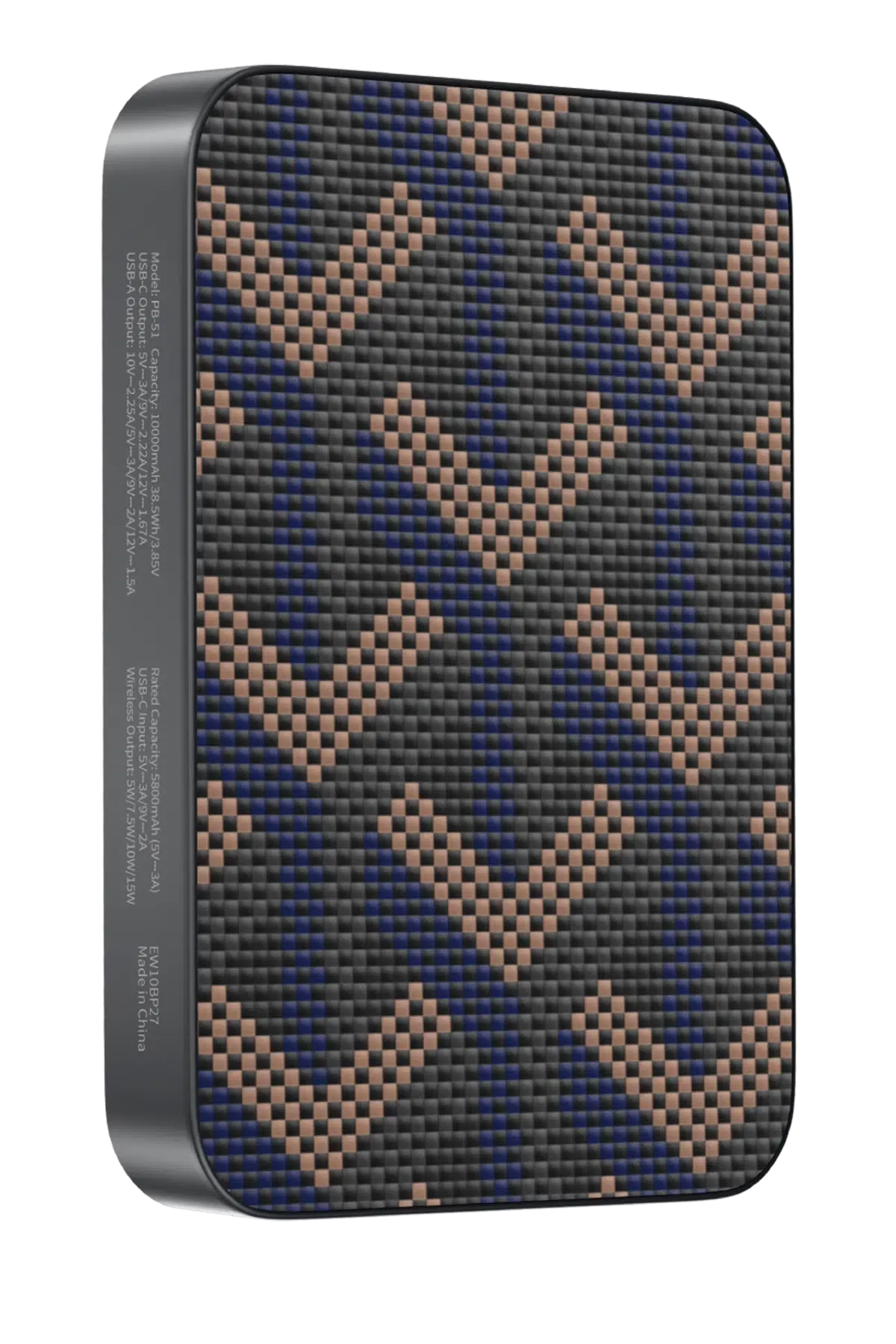 Keephone PB51 Brendy Kevlar 10.000 mAh 22.5W USB 20W Type-C ve 15W Kablosuz Şarj Destekli Magsafe Powerbank - Siyah-Sarı