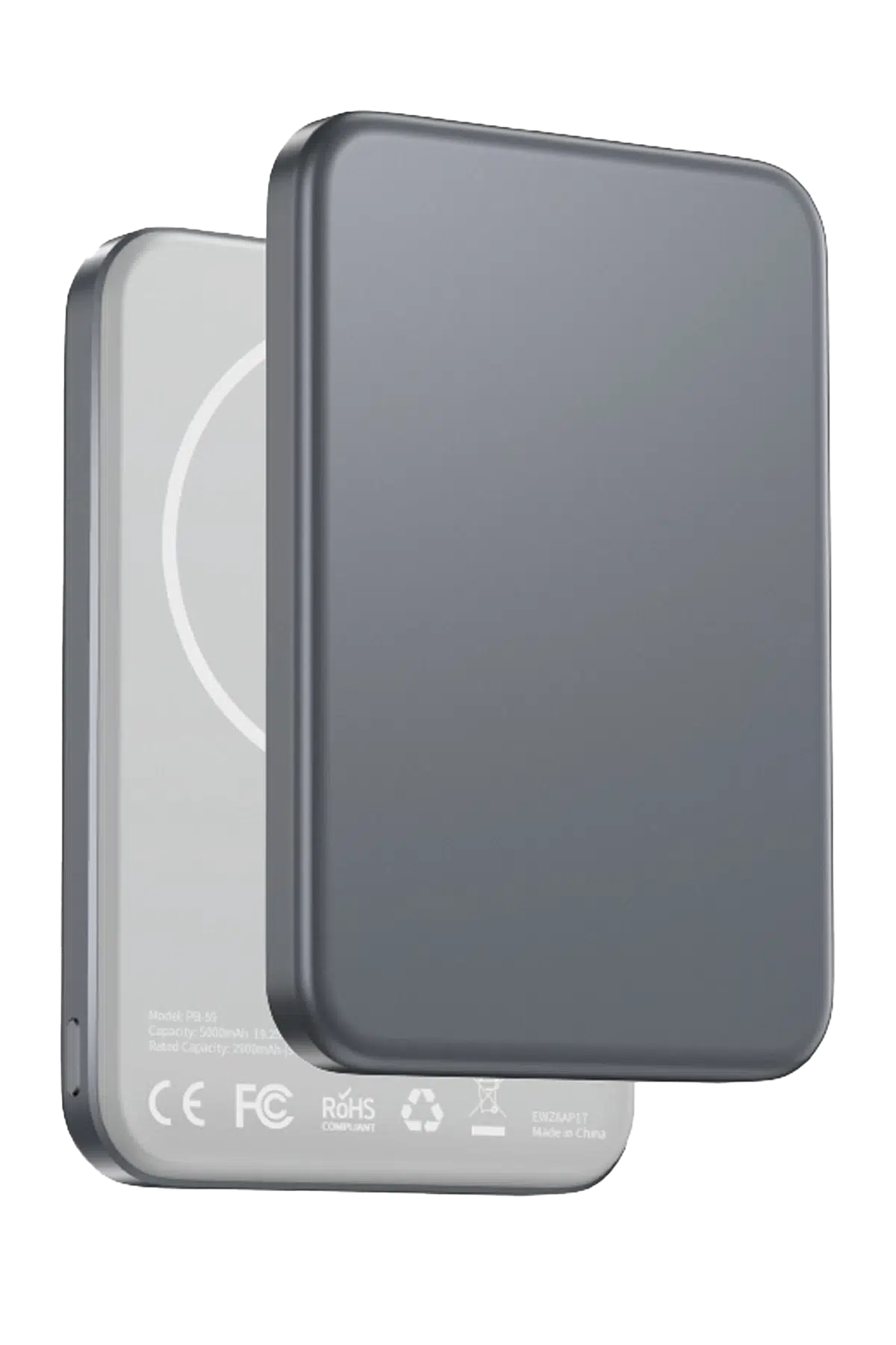 Keephone PB59 Glossey 5.000 mAh 20W Type-C ve 15W Kablosuz Şarj Destekli Magsafe Powerbank - Titanyum Gri