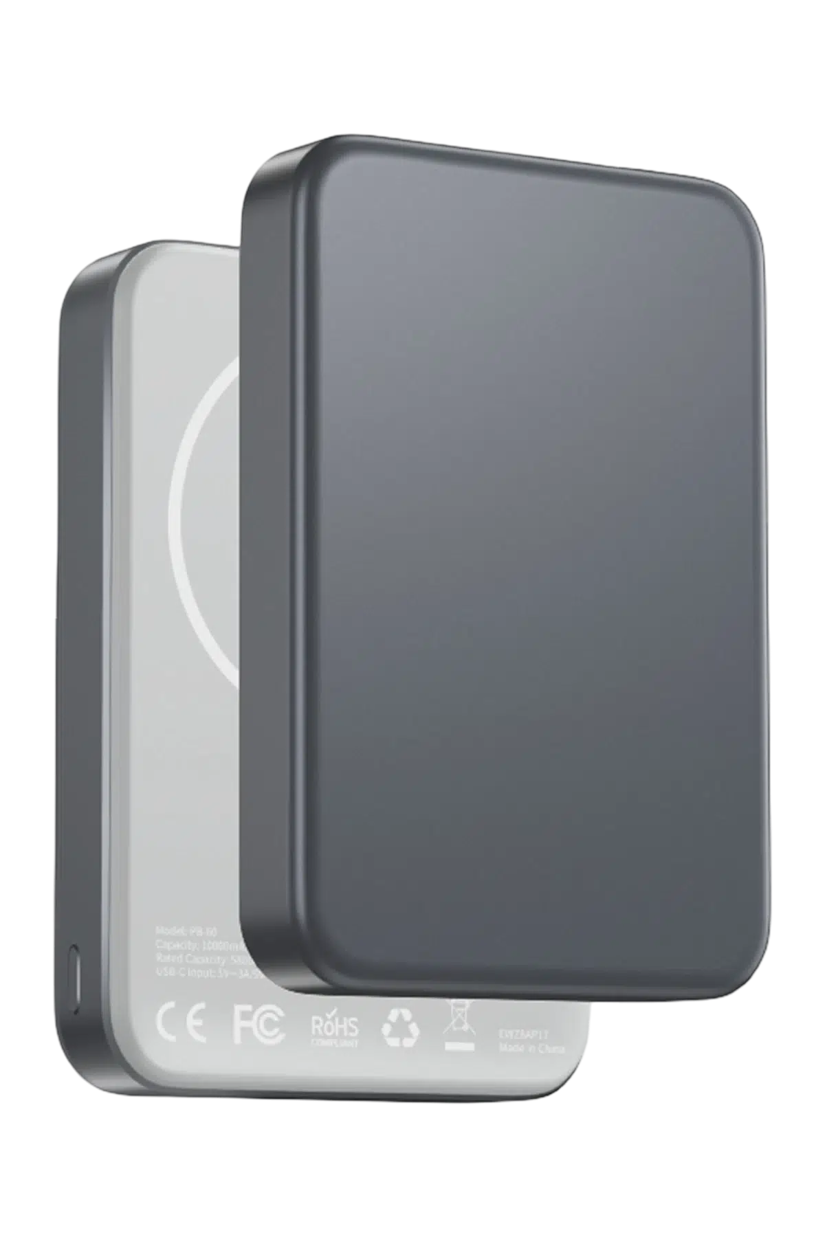 Keephone PB60 Glossey 10.000 mAh 22.5W USB 20W Type-C ve 15W Kablosuz Şarj Semi Solid Destekli Magsafe Powerbank - Titanyum Gri