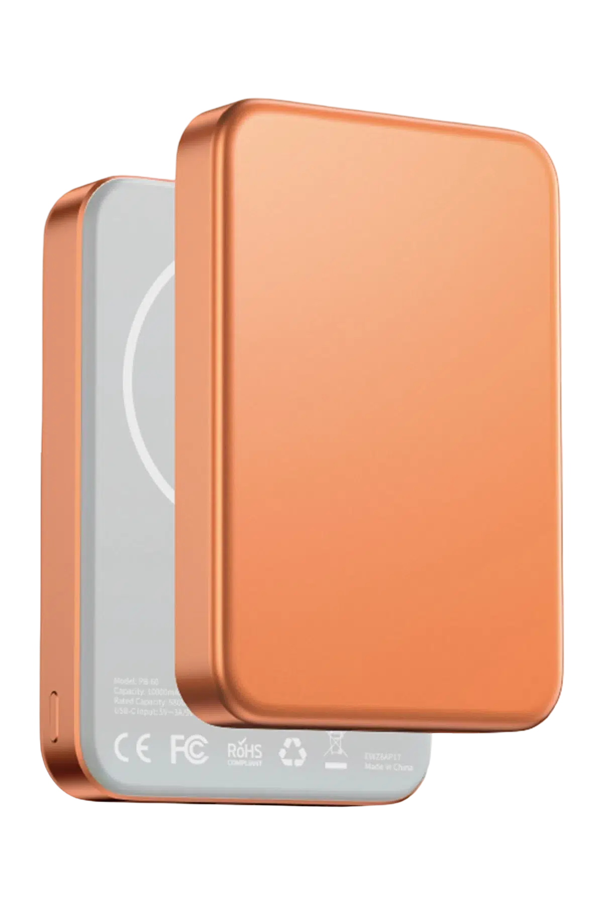 Keephone PB60 Glossey 10.000 mAh 22.5W USB 20W Type-C ve 15W Kablosuz Şarj Semi Solid Destekli Magsafe Powerbank - Turuncu
