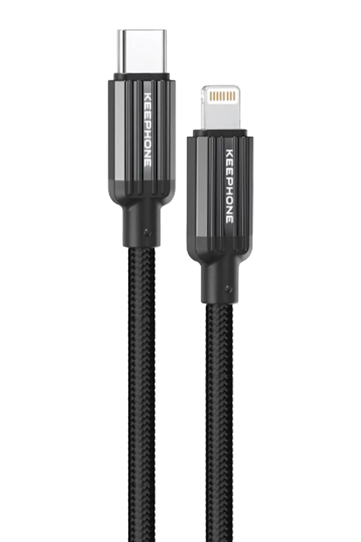 Keephone Pitta 1.2M 27W Örgülü Type-C to Lightning PD Hızlı Şarj Data Kablosu - Siyah
