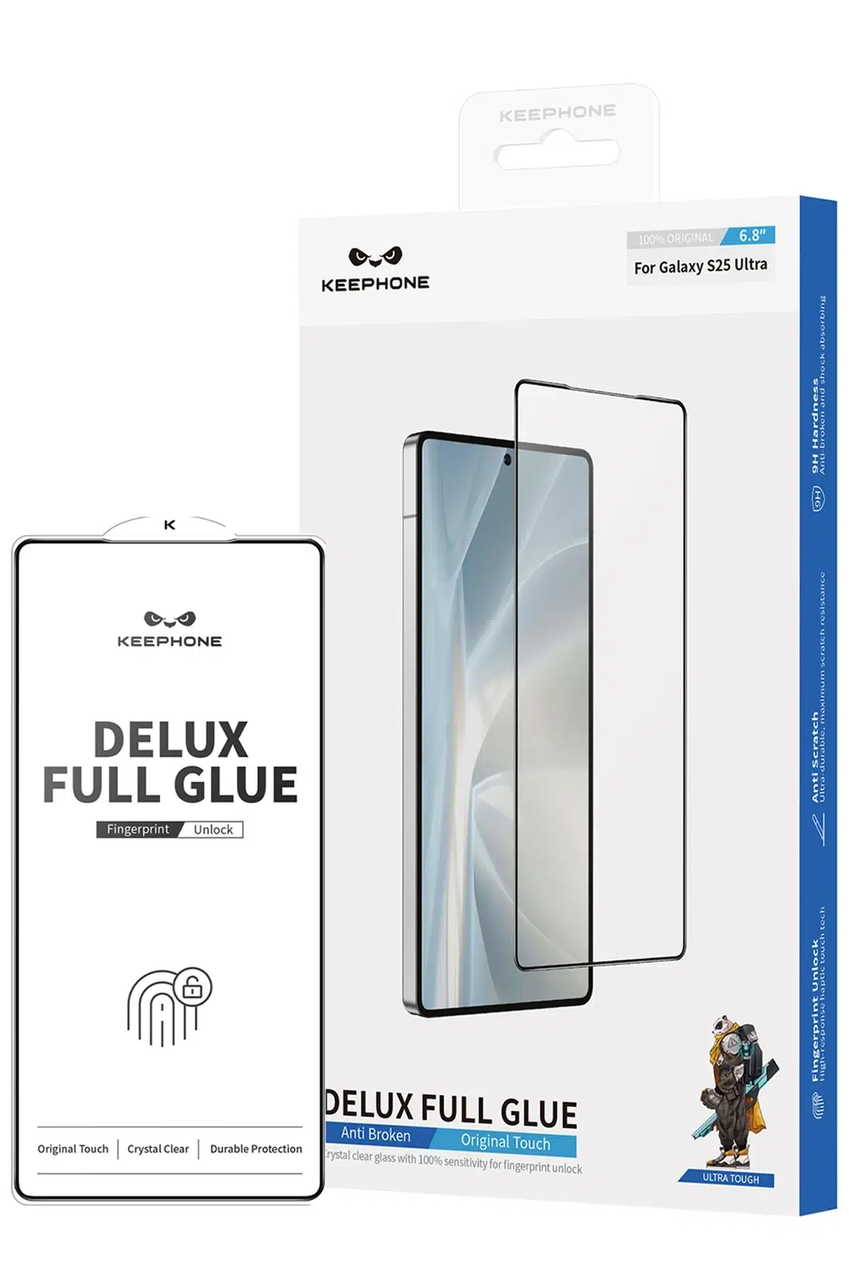 Keephone Samsung Galaxy S25 Ultra Delux Full Glue 2.5D Cam Ekran Koruyucu - Siyah