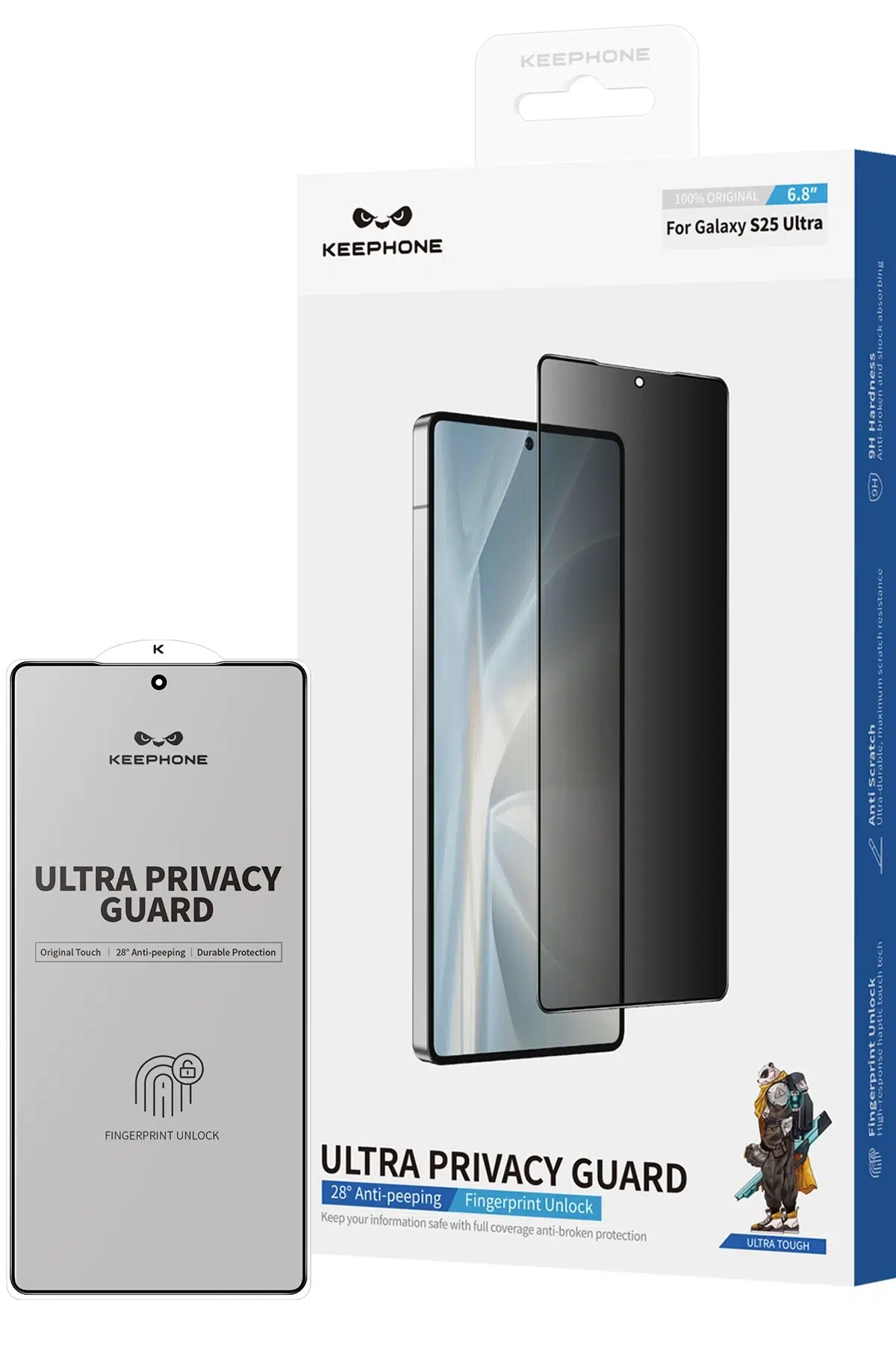 Keephone Samsung Galaxy S25 Ultra Privacy 2.5D Cam Ekran Koruyucu - Siyah