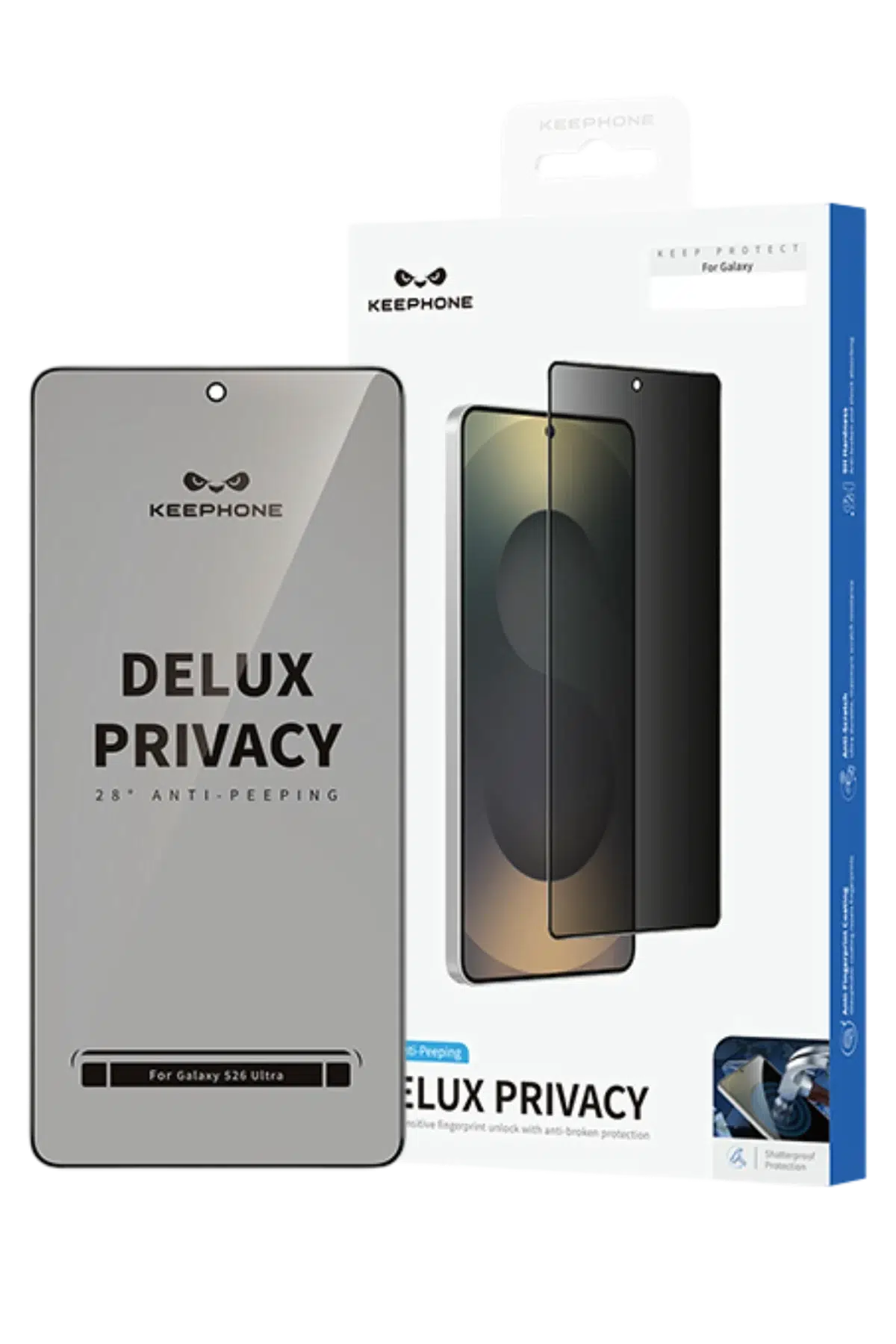 Keephone Samsung Galaxy S26 Delux Privacy 2.5D Hayalet Cam Ekran Koruyucu - Siyah