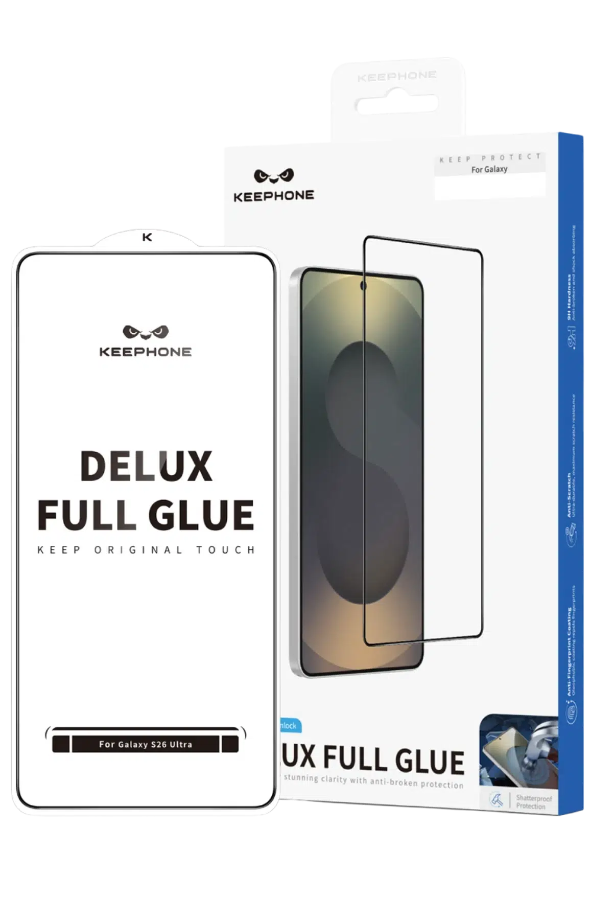 Keephone Samsung Galaxy S26 Plus Delux Full Glue 2.5D Cam Ekran Koruyucu - Siyah