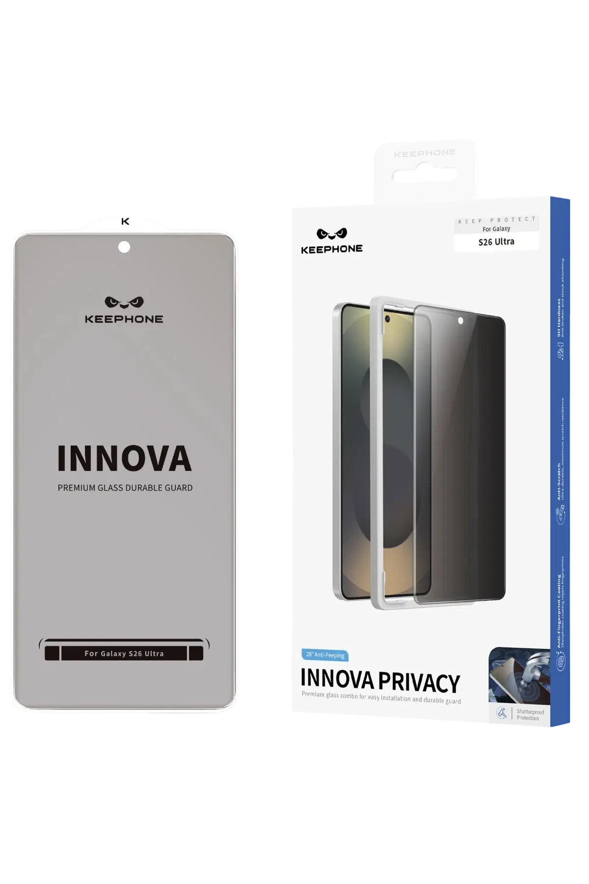 Keephone Samsung Galaxy S26 Ultra Innova Hayalet Cam Ekran Koruyucu - Siyah