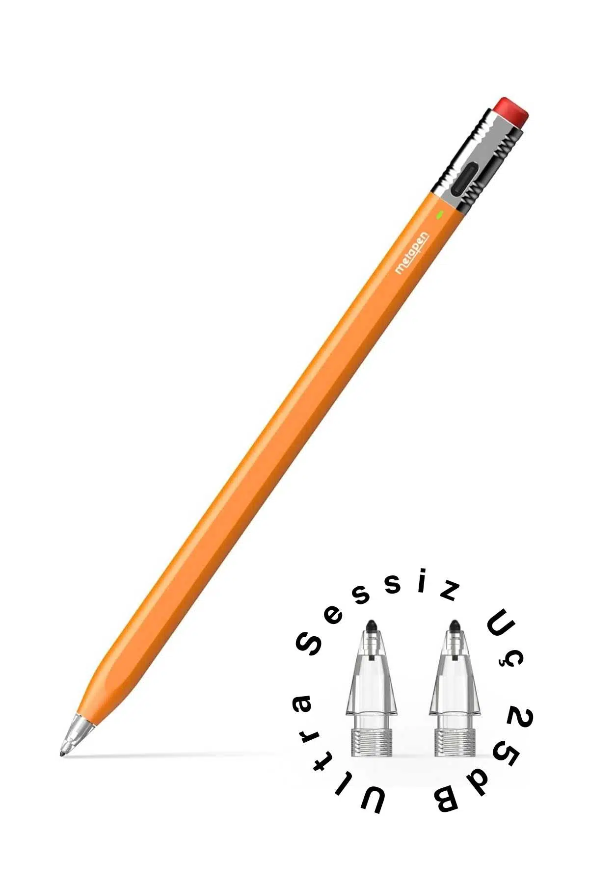 Metapen iPad 11. Nesil A16 ile Uyumlu Profesyonel Avuç İçi Red Özellikli Stylus Sessiz ve Hassas Tablet Kalemi - Turuncu