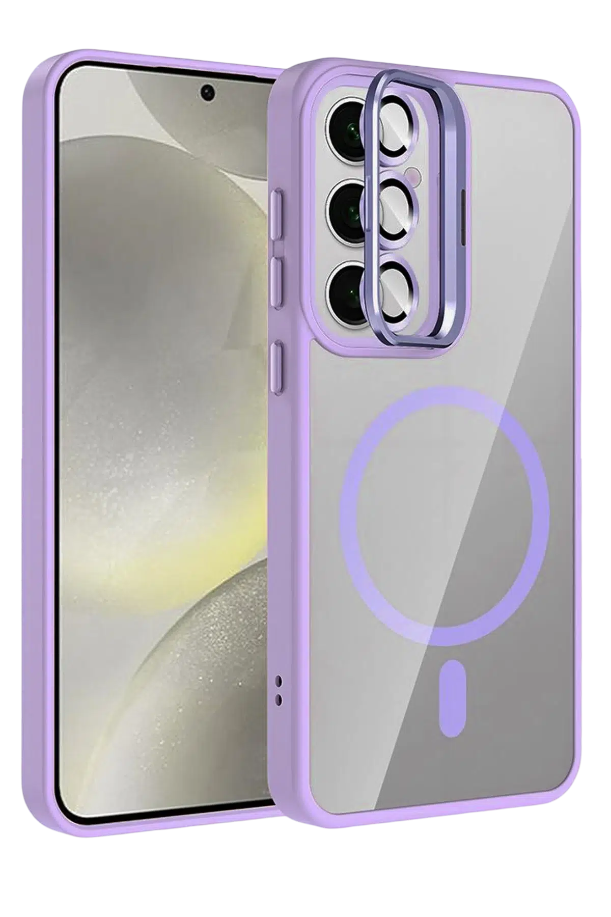 Samsung Galaxy S25 Remim Lensli Magsafe Standlı Kapak - Lila