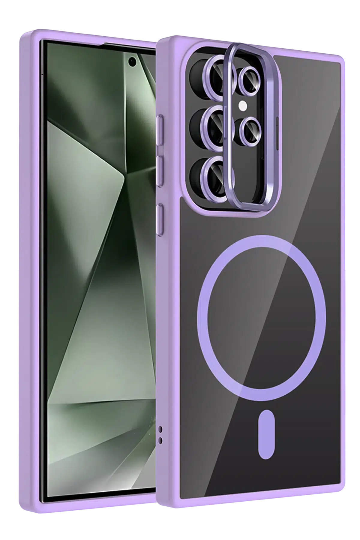 Samsung Galaxy S25 Ultra Remim Lensli Magsafe Standlı Kapak - Lila