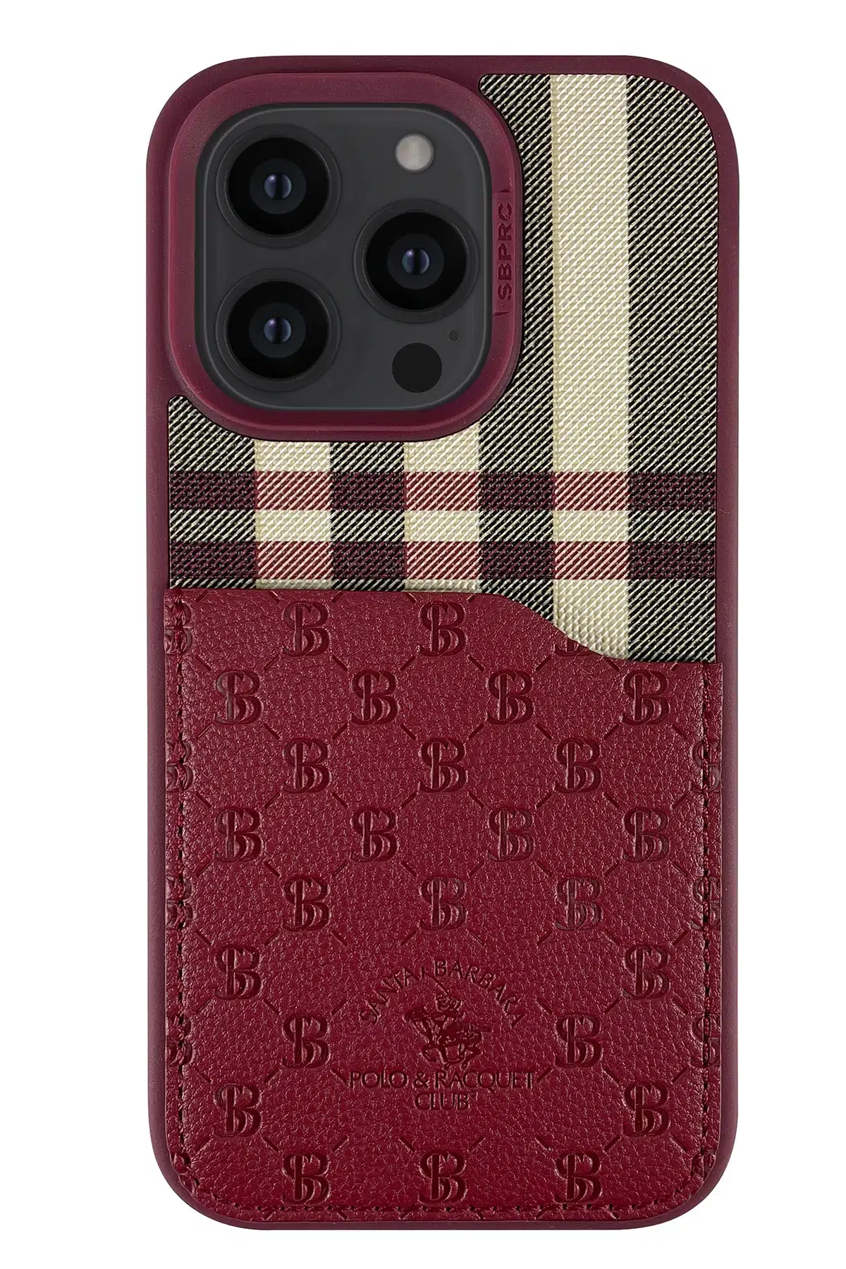 Santa Barbara Polo Racquet Club Apple iPhone 13 Pro Max Plaid Kartvizitli Kapak - Kırmızı