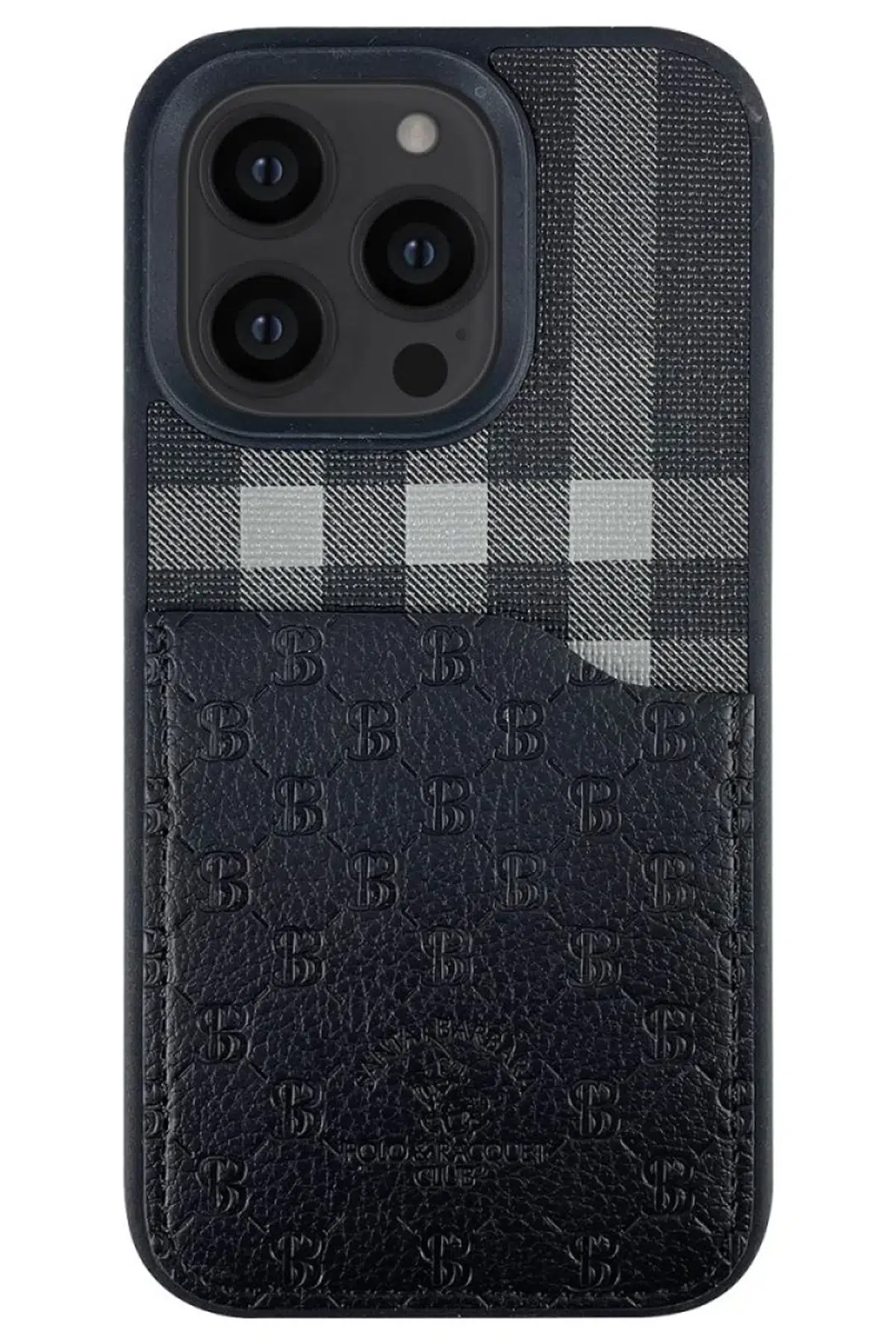 Santa Barbara Polo Racquet Club Apple iPhone 13 Pro Max Plaid Kartvizitli Kapak - Siyah