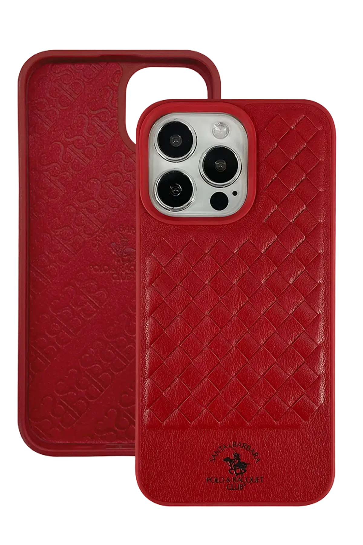 Santa Barbara Polo Racquet Club Apple iPhone 13 Pro Max Ravel Deri Kapak - Kırmızı