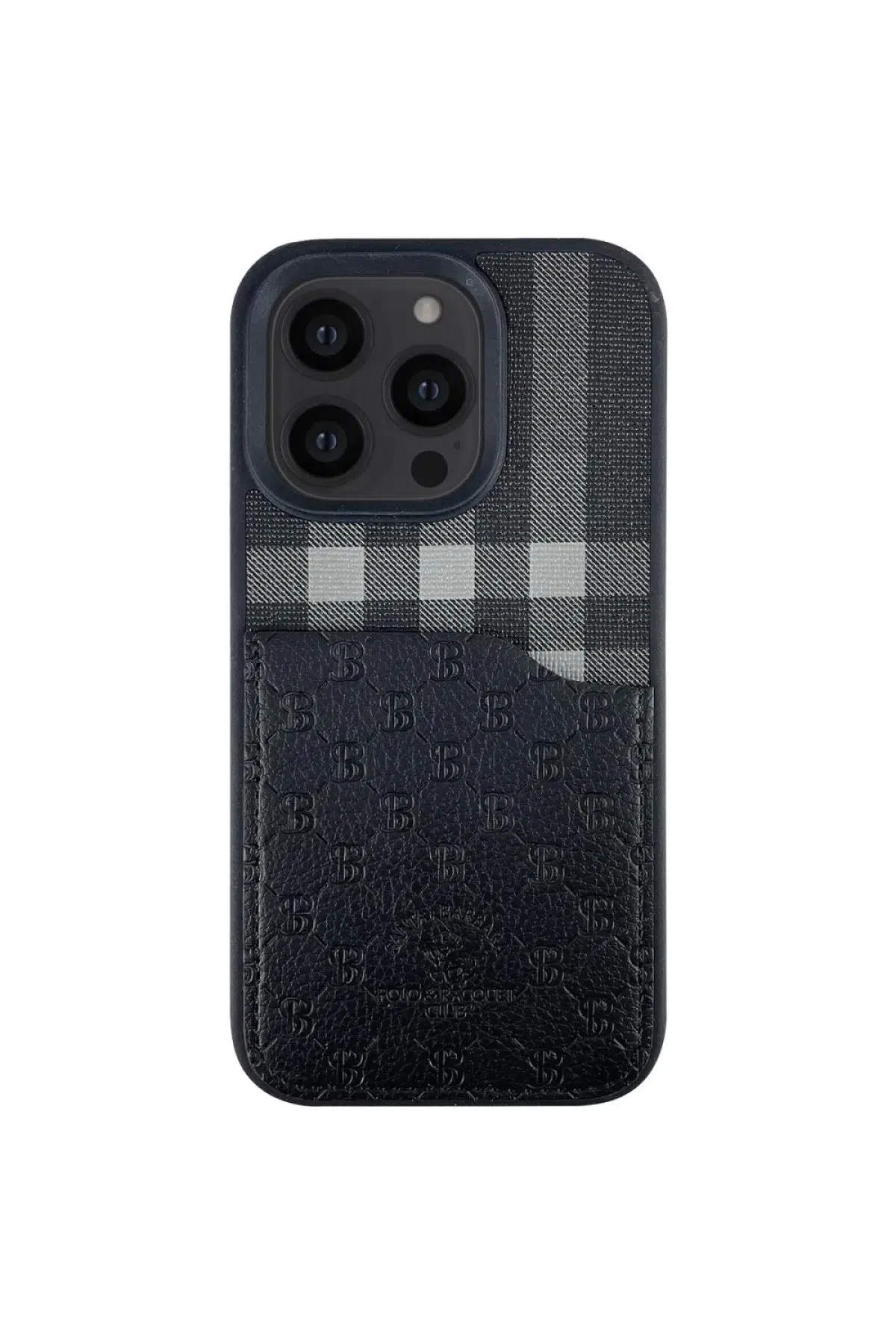 Santa Barbara Polo Racquet Club Apple iPhone 13 Pro Plaid Kartvizitli Kapak - Siyah