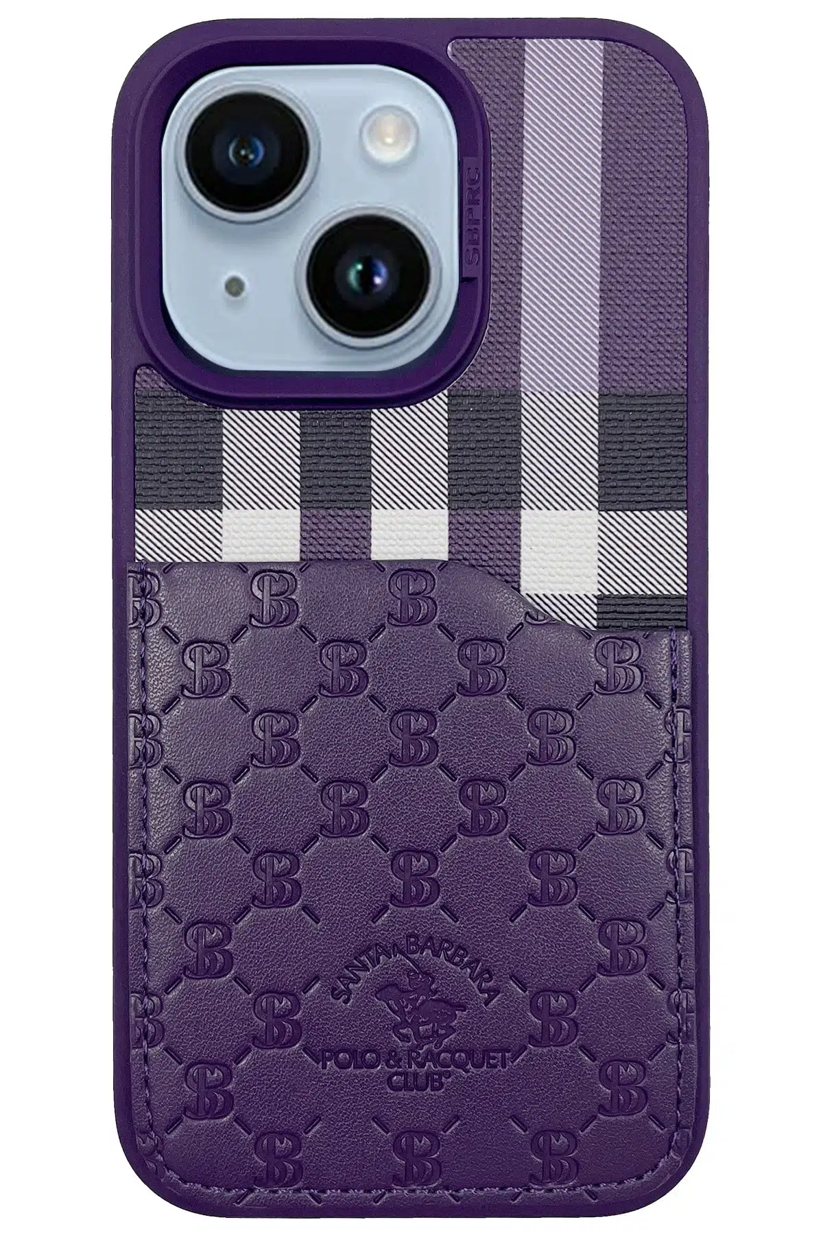 Santa Barbara Polo Racquet Club Apple iPhone 14 Plaid Kartvizitli Kapak - Mor