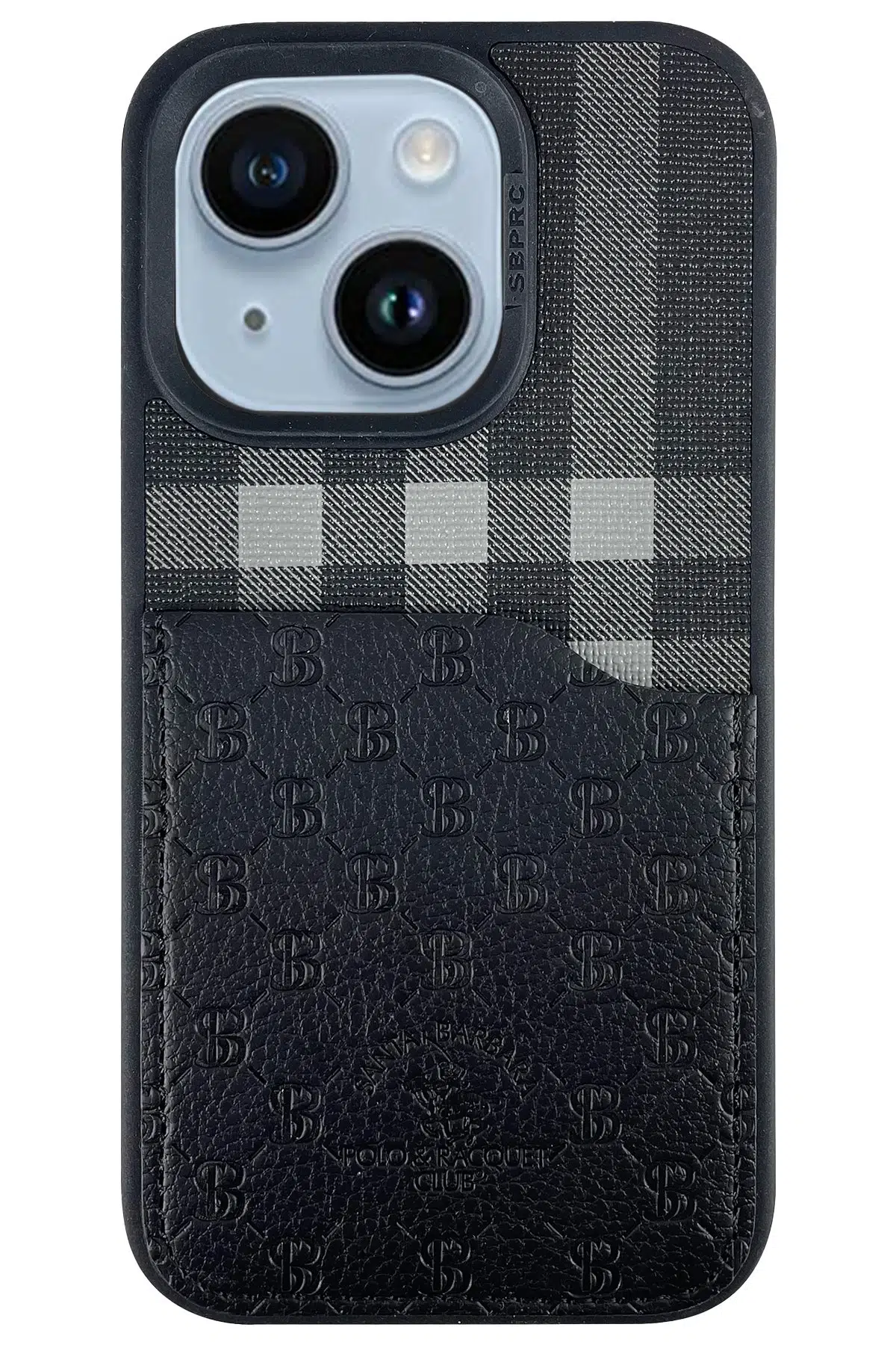 Santa Barbara Polo Racquet Club Apple iPhone 14 Plaid Kartvizitli Kapak - Siyah