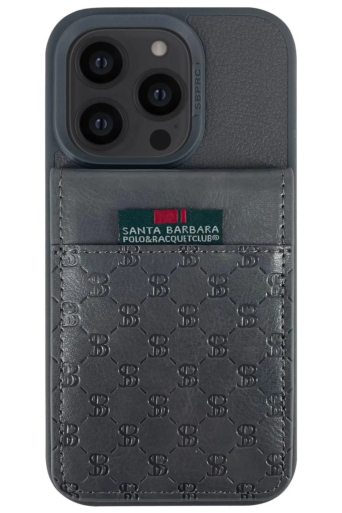 Santa Barbara Polo Racquet Club Apple iPhone 14 Pro Hulda Kartvizitli Kapak - Gri