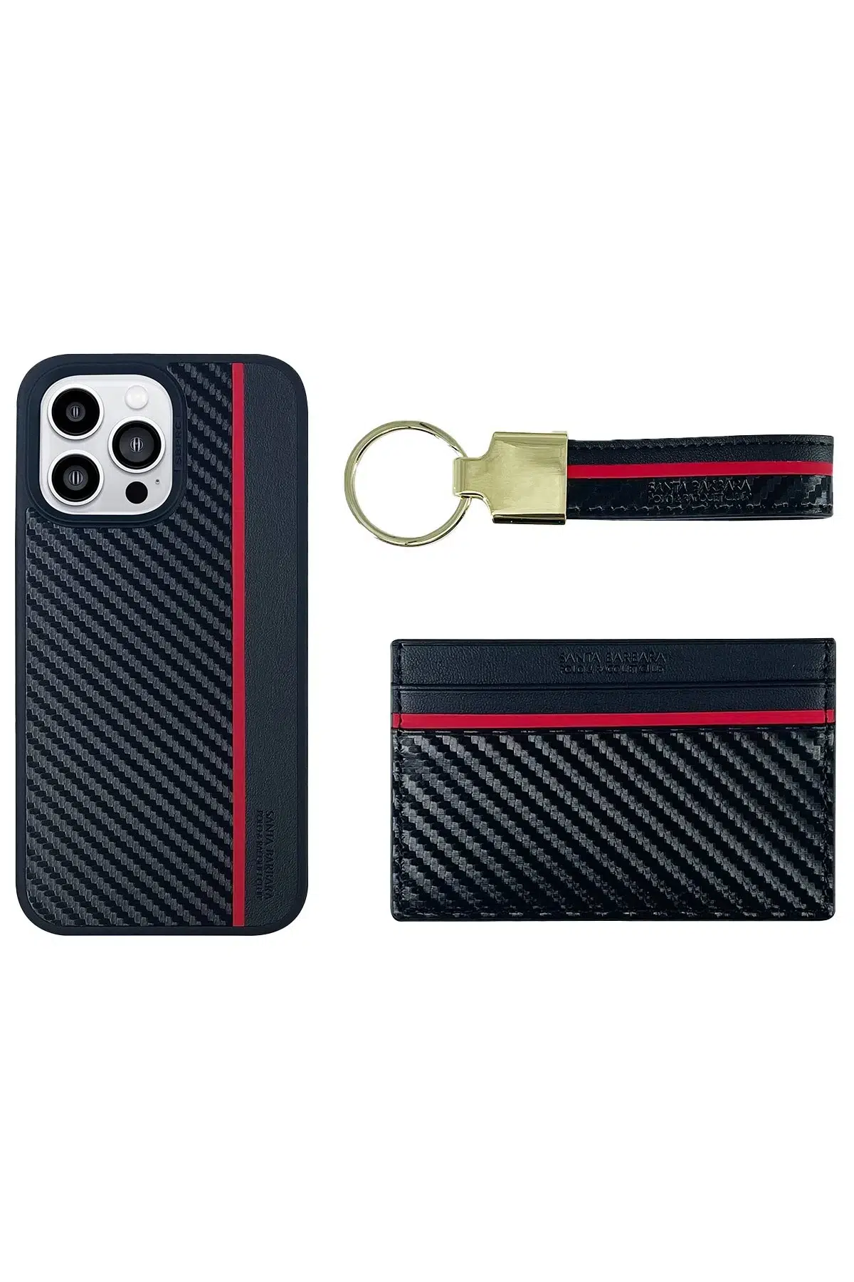 Santa Barbara Polo Racquet Club Apple iPhone 14 Pro Max Hazel Karbon Set Kapak - Siyah