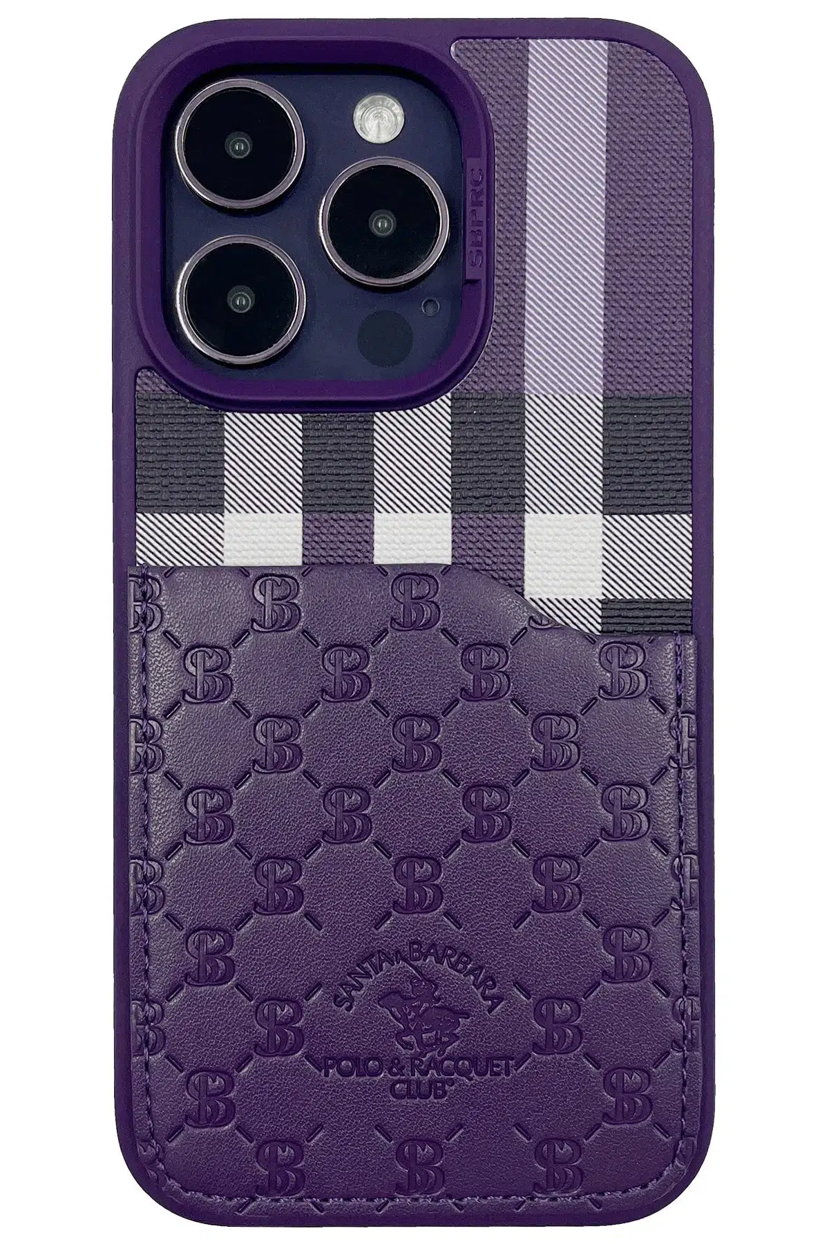 Santa Barbara Polo Racquet Club Apple iPhone 14 Pro Max Plaid Kartvizitli Kapak - Mor