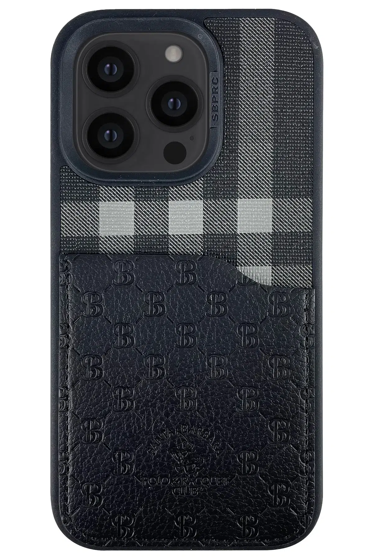 Santa Barbara Polo Racquet Club Apple iPhone 14 Pro Plaid Kartvizitli Kapak - Siyah