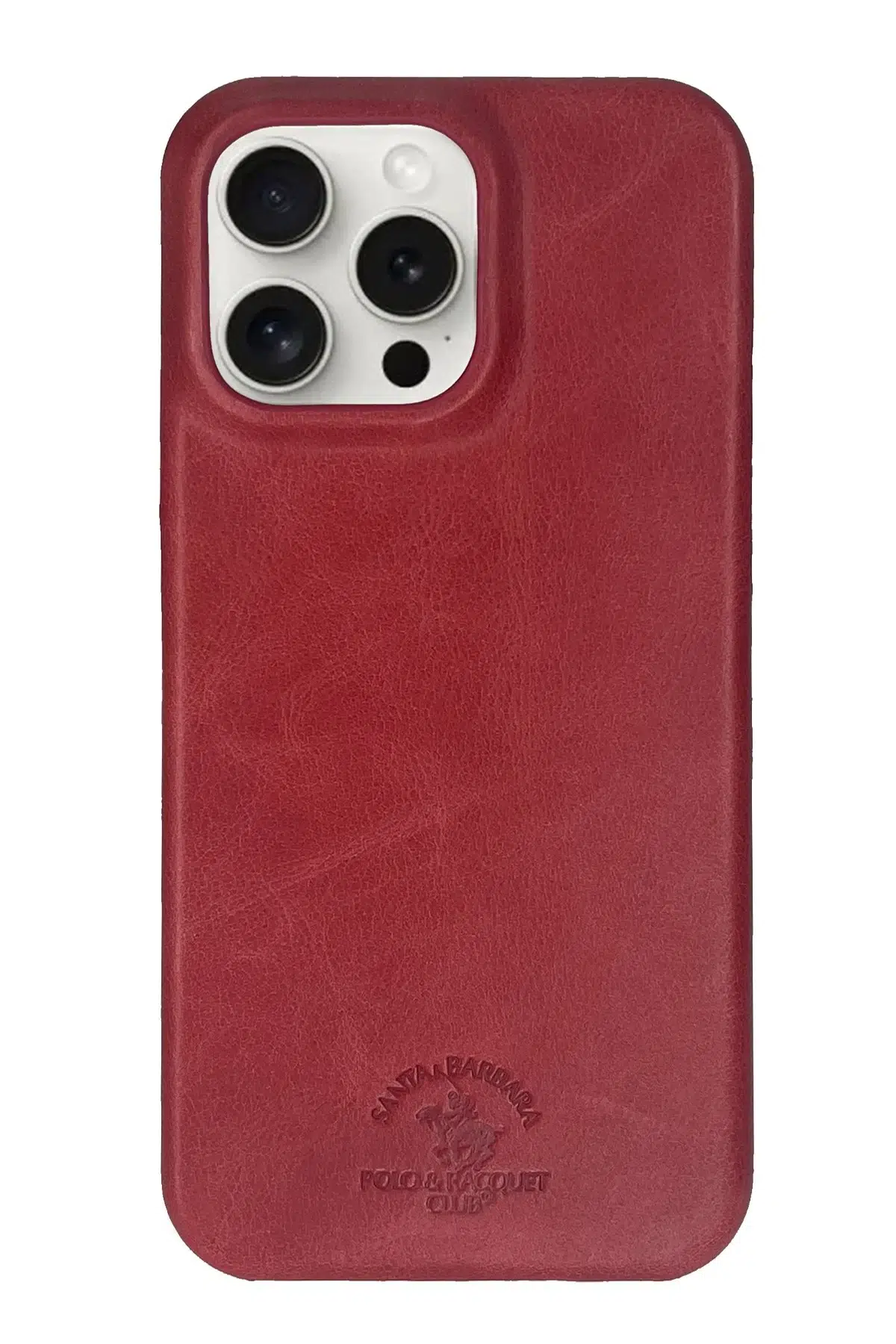 Santa Barbara Polo Racquet Club Apple iPhone 15 Pro Max Elton Genuine Magsafe Deri Kapak - Kırmızı