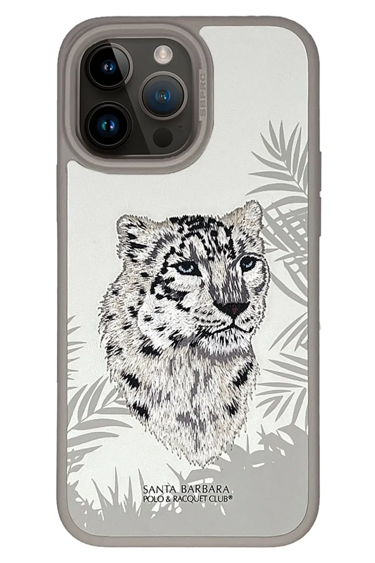 Santa Barbara Polo Racquet Club Apple iPhone 15 Pro Savanna Kapak - Snow Leopard Beyaz
