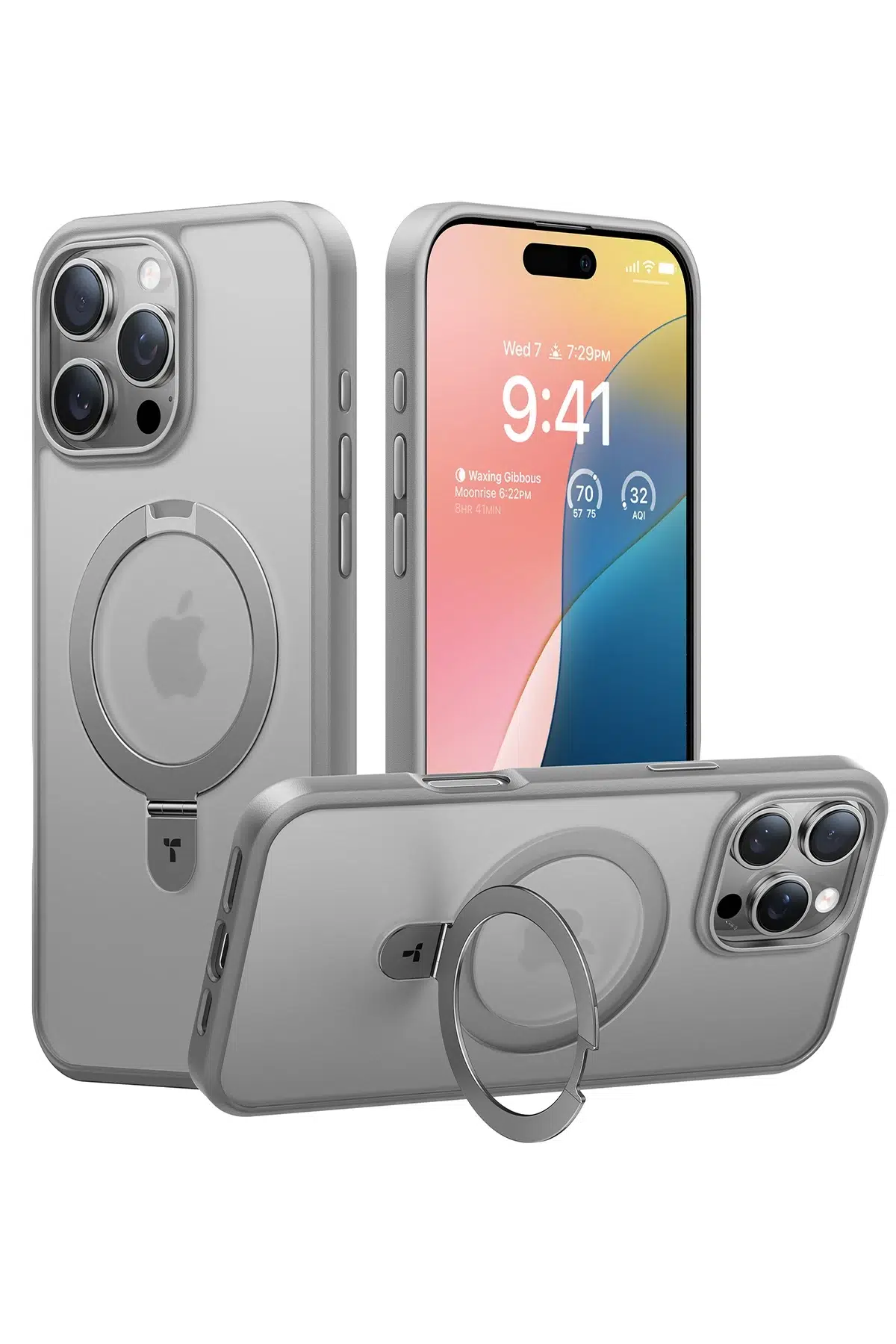 Torras Apple iPhone 16 Pro Max O Stand Serisi Magsafe Kılıf - Titan Gri