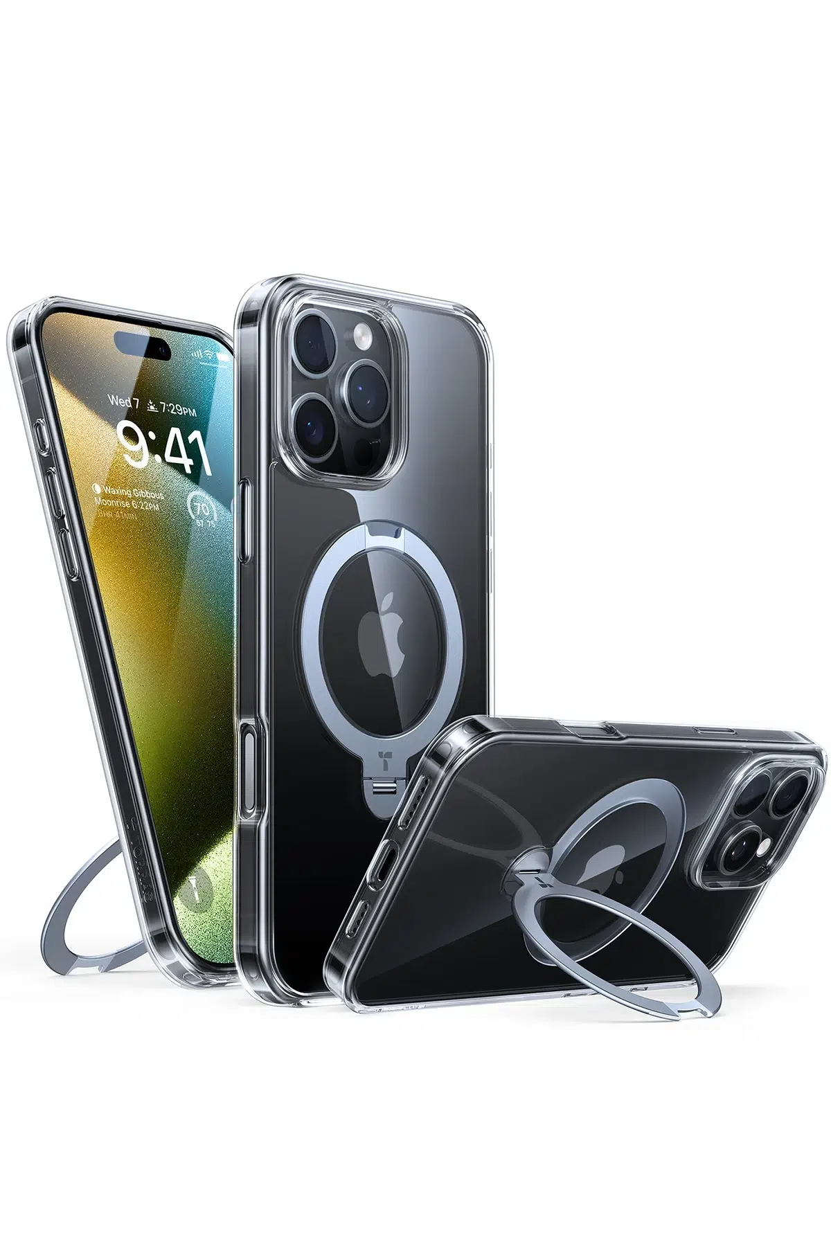 Torras Apple iPhone 16 Pro Max O Stand Spin Serisi Magsafe Kılıf - Şeffaf