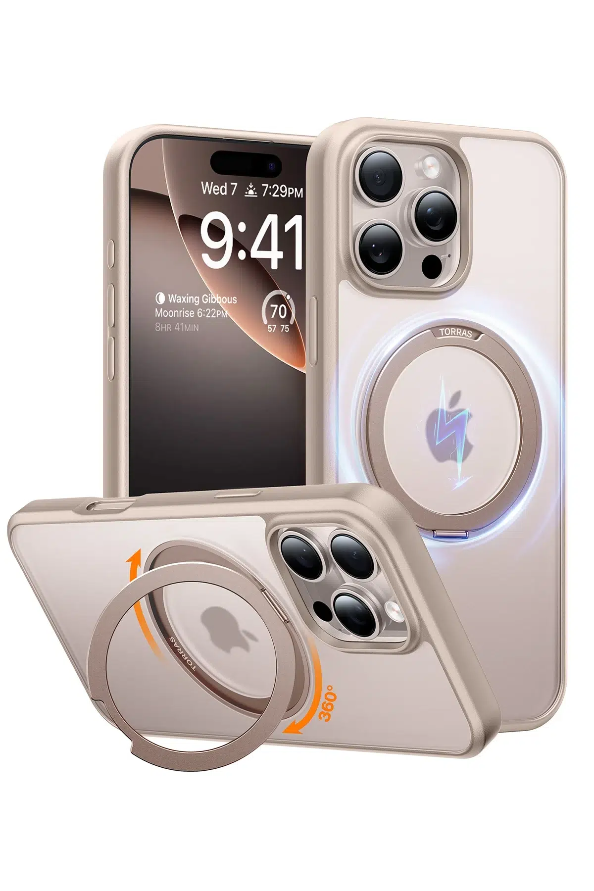 Torras Apple iPhone 16 Pro O Stand Pro Serisi Magsafe Kılıf - Çöl Titanyum