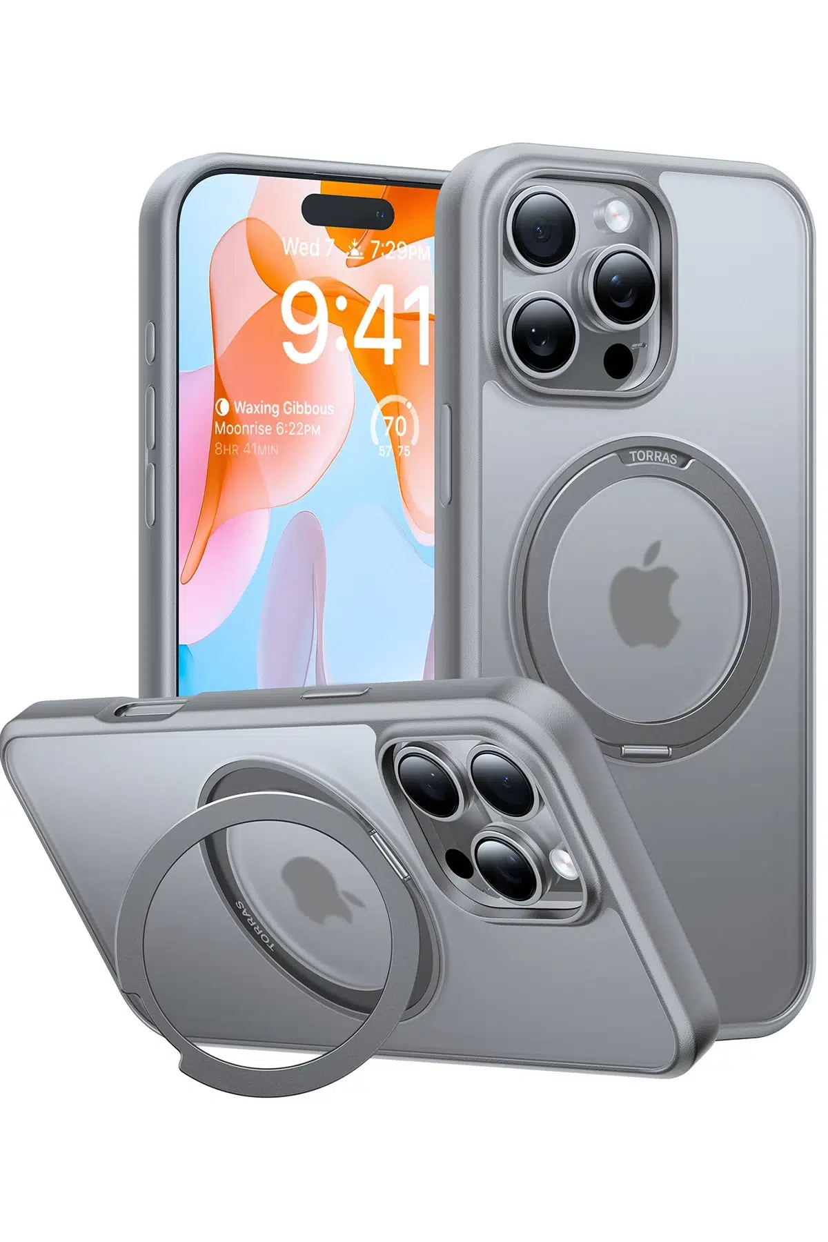 Torras Apple iPhone 16 Pro O Stand Pro Serisi Magsafe Kılıf - Titan Gri