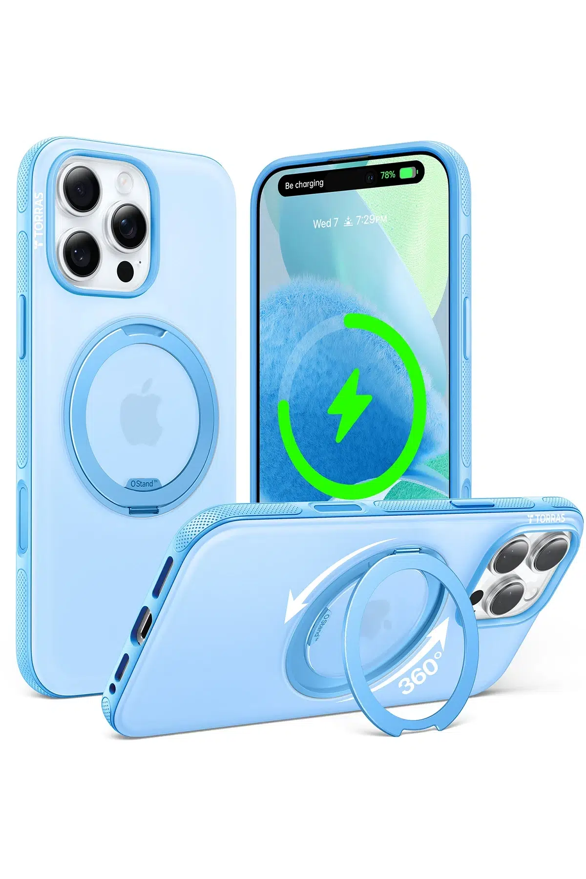 Torras Apple iPhone 16 Pro O Stand R Fitness Serisi Magsafe Kılıf - Açık Mavi