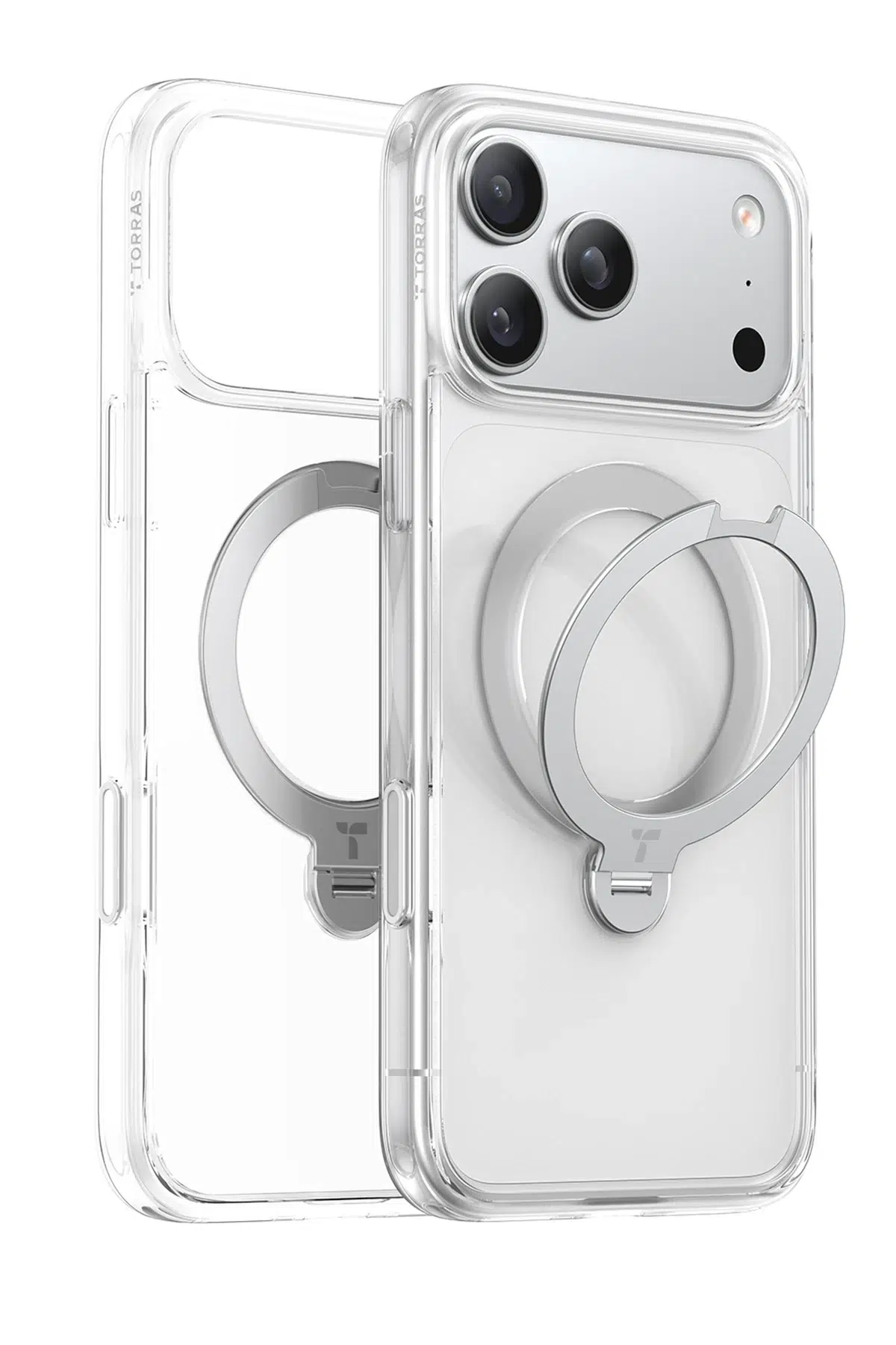 Torras Apple iPhone 17 Pro Max O Stand Spin Serisi Magsafe Kılıf - Şeffaf