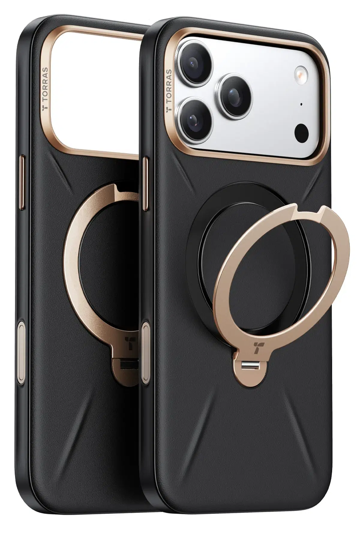 Torras Apple iPhone 17 Pro Max O Stand Spin VegSkin Serisi Magsafe Kılıf - Siyah