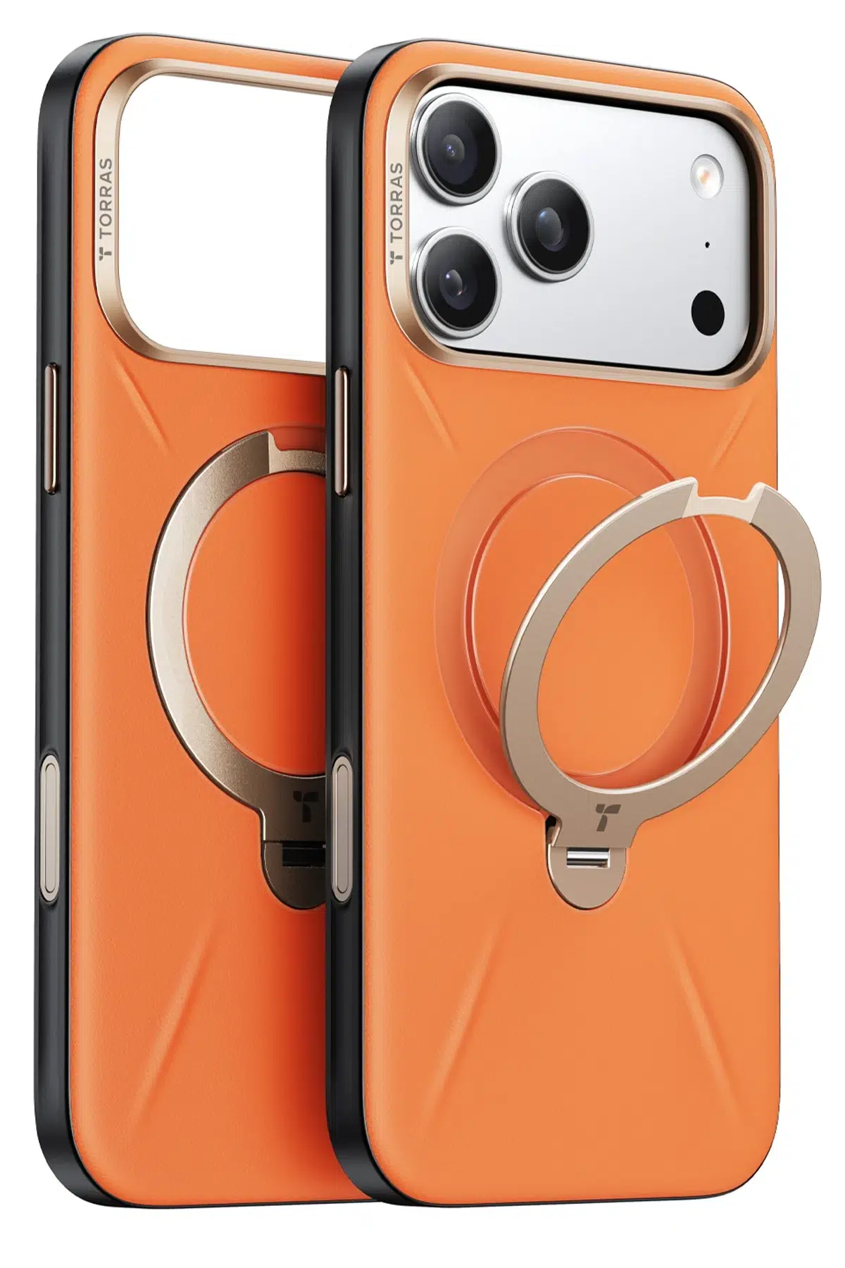 Torras Apple iPhone 17 Pro Max O Stand Spin VegSkin Serisi Magsafe Kılıf - Turuncu