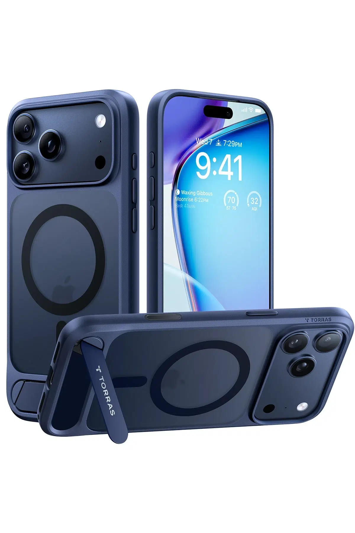 Torras Apple iPhone 17 Pro Max P Stand Serisi Magsafe Kılıf - Lacivert