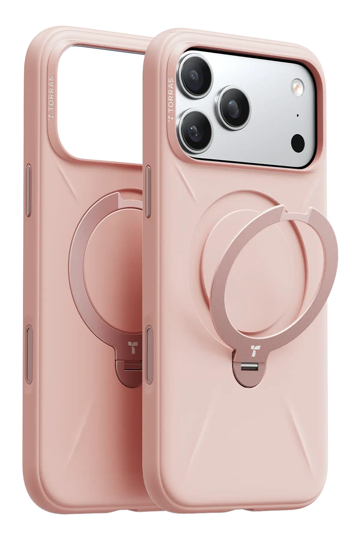 Torras Apple iPhone 17 Pro O Stand Spin Silicone Serisi Magsafe Kılıf - Pembe