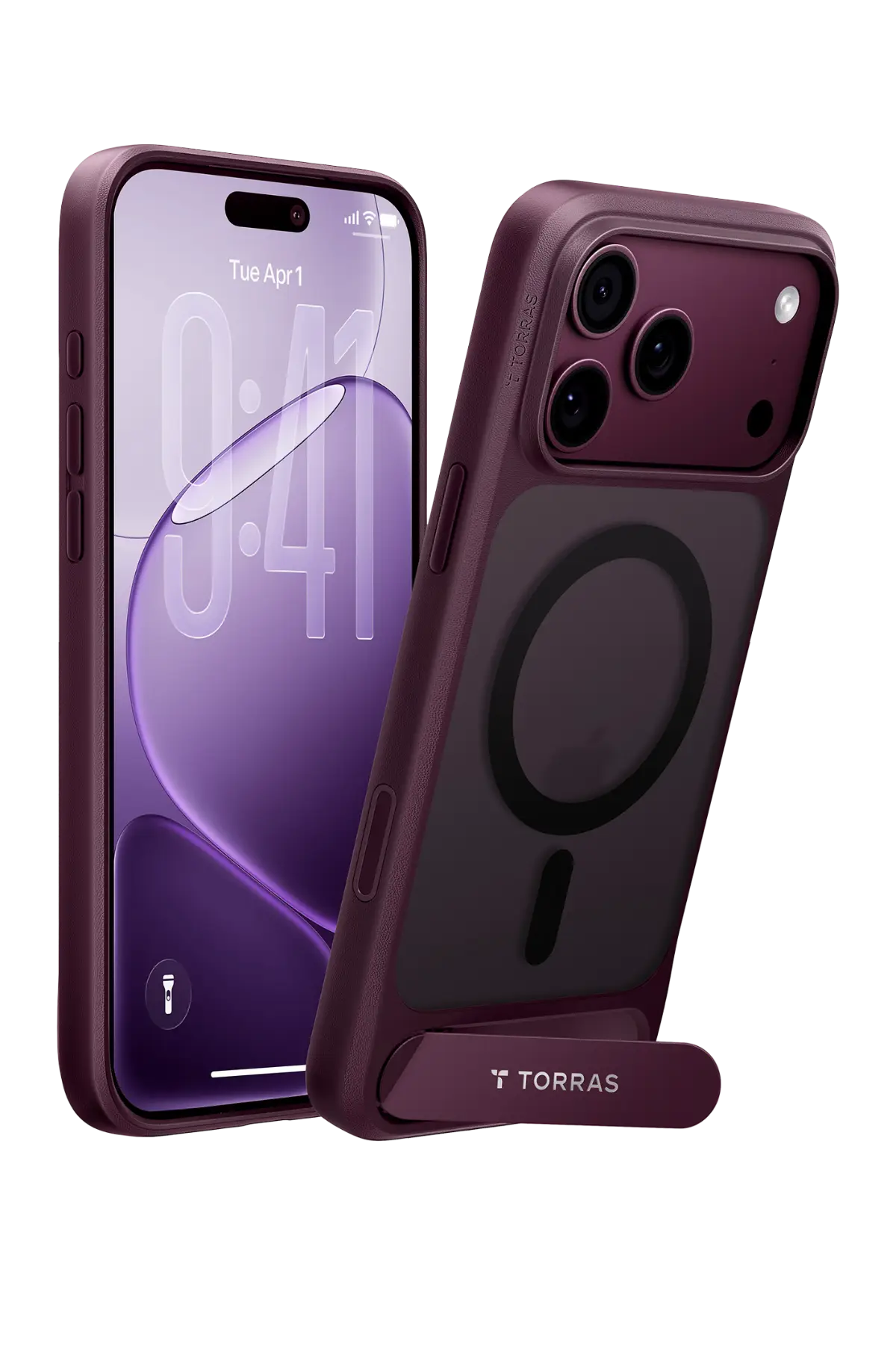 Torras Apple iPhone 18 Pro Max Ostand L1 Standlı Magsafe Kapak - Bordo