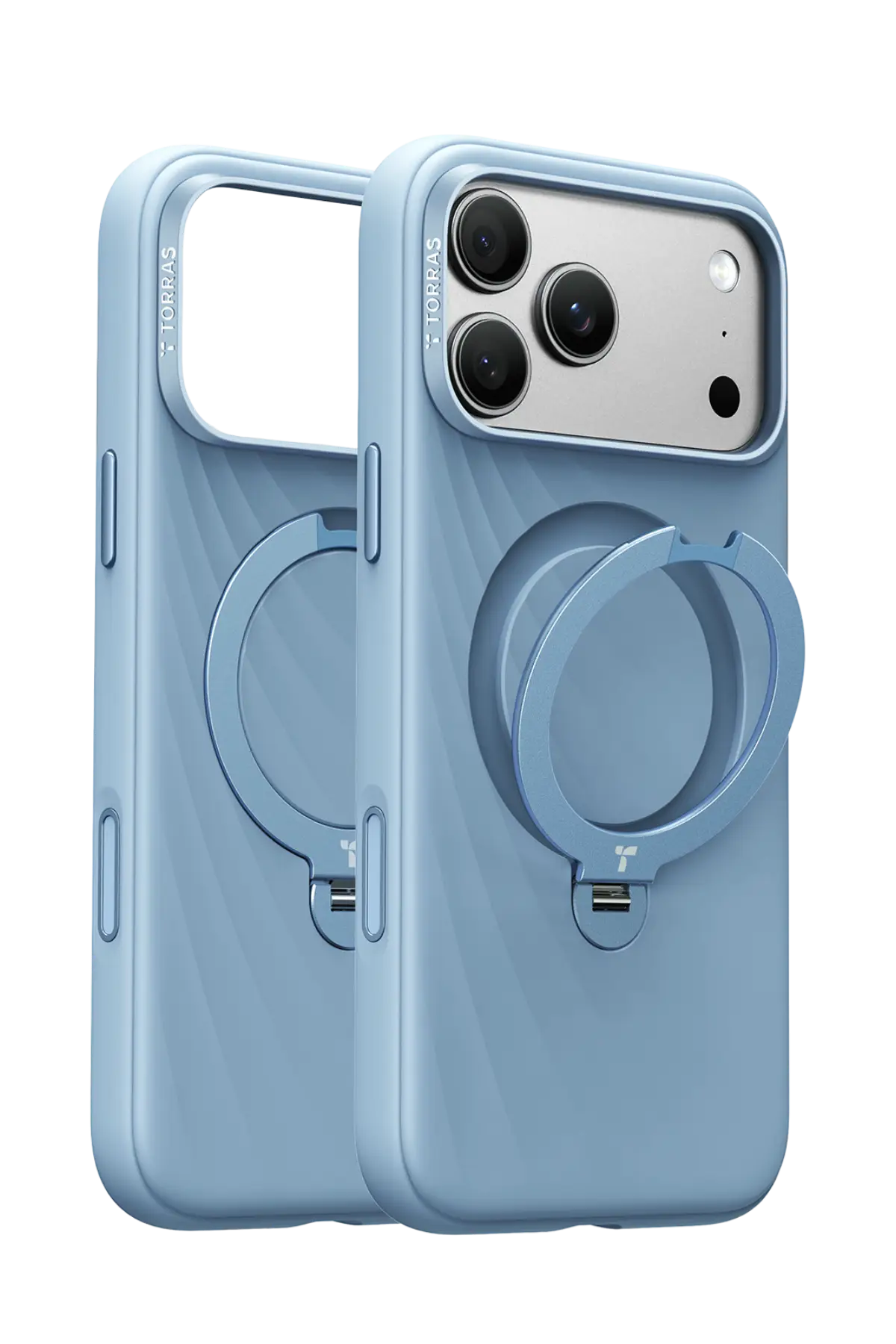Torras Apple iPhone 18 Pro Max Ostand Q3 Silicone Wind Standlı Magsafe Kapak - Mavi