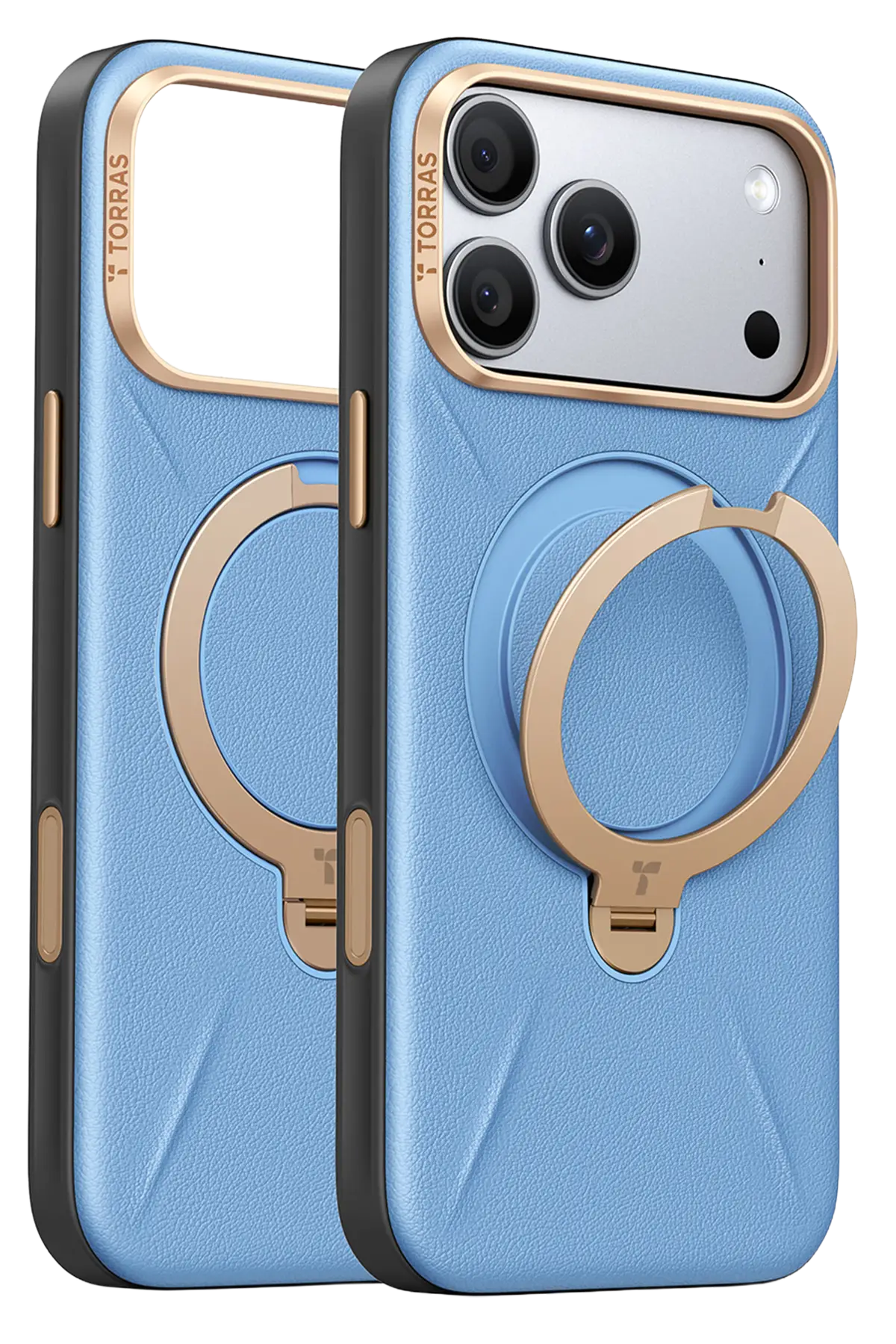 Torras Apple iPhone 18 Pro O Stand Spin VegSkin Serisi Magsafe Kılıf - Açık Mavi