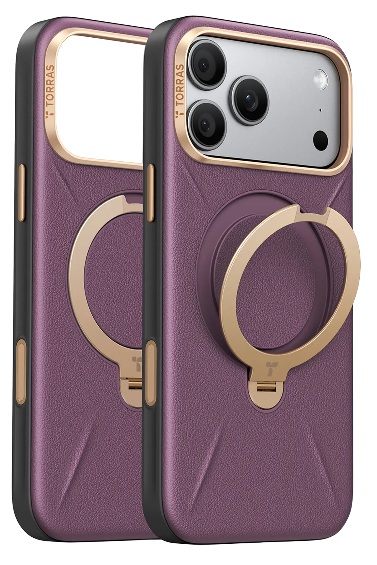 Torras Apple iPhone 18 Pro O Stand Spin VegSkin Serisi Magsafe Kılıf - Bordo